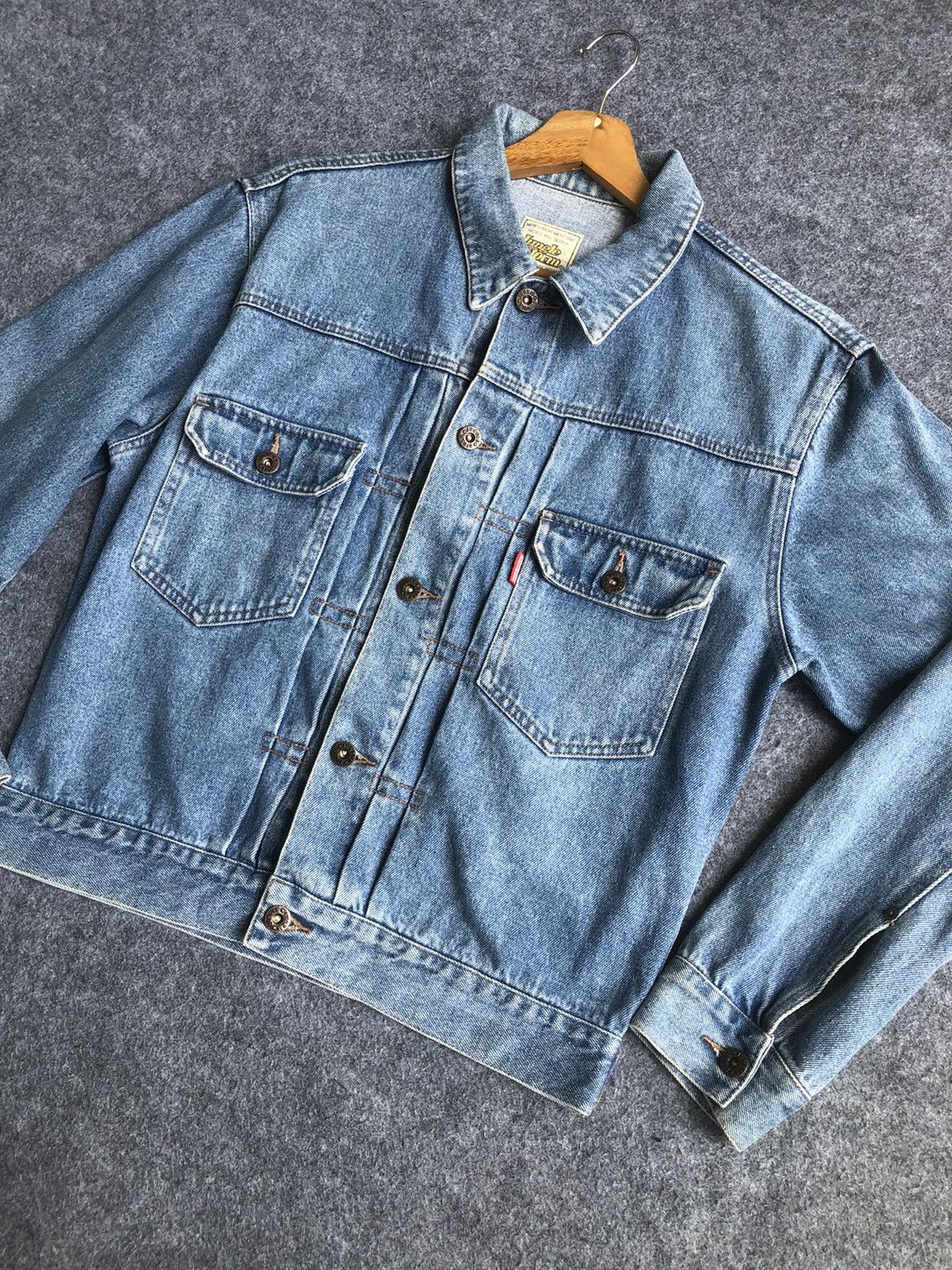 Japanese Brand × Vintage Last Drop🔥Rare‼️Vtg Jungle Storm Light Wash Blue Denim Jacket Size US L / EU 52-54 / 3 - 14 Thumbnail
