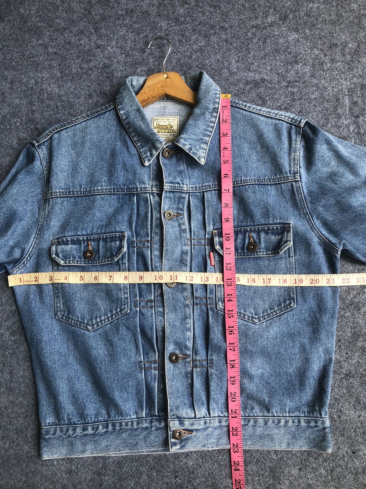 Japanese Brand × Vintage Last Drop🔥Rare‼️Vtg Jungle Storm Light Wash Blue Denim Jacket Size US L / EU 52-54 / 3 - 16 Thumbnail