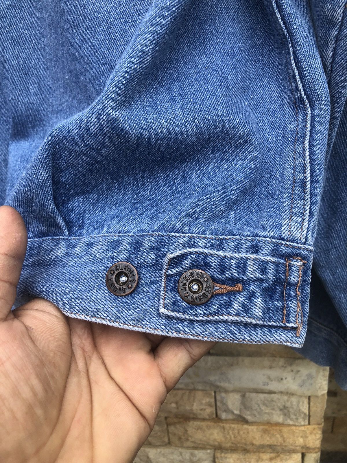 Japanese Brand × Vintage Last Drop🔥Rare‼️Vtg Jungle Storm Light Wash Blue Denim Jacket Size US L / EU 52-54 / 3 - 7 Thumbnail
