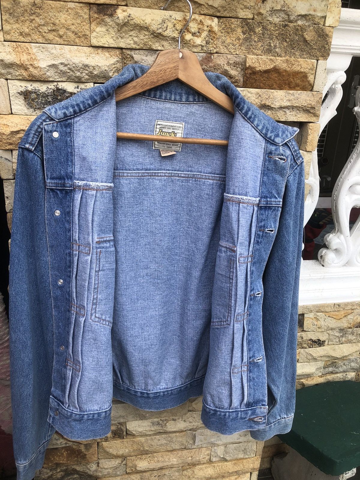 Japanese Brand × Vintage Last Drop🔥Rare‼️Vtg Jungle Storm Light Wash Blue Denim Jacket Size US L / EU 52-54 / 3 - 11 Thumbnail