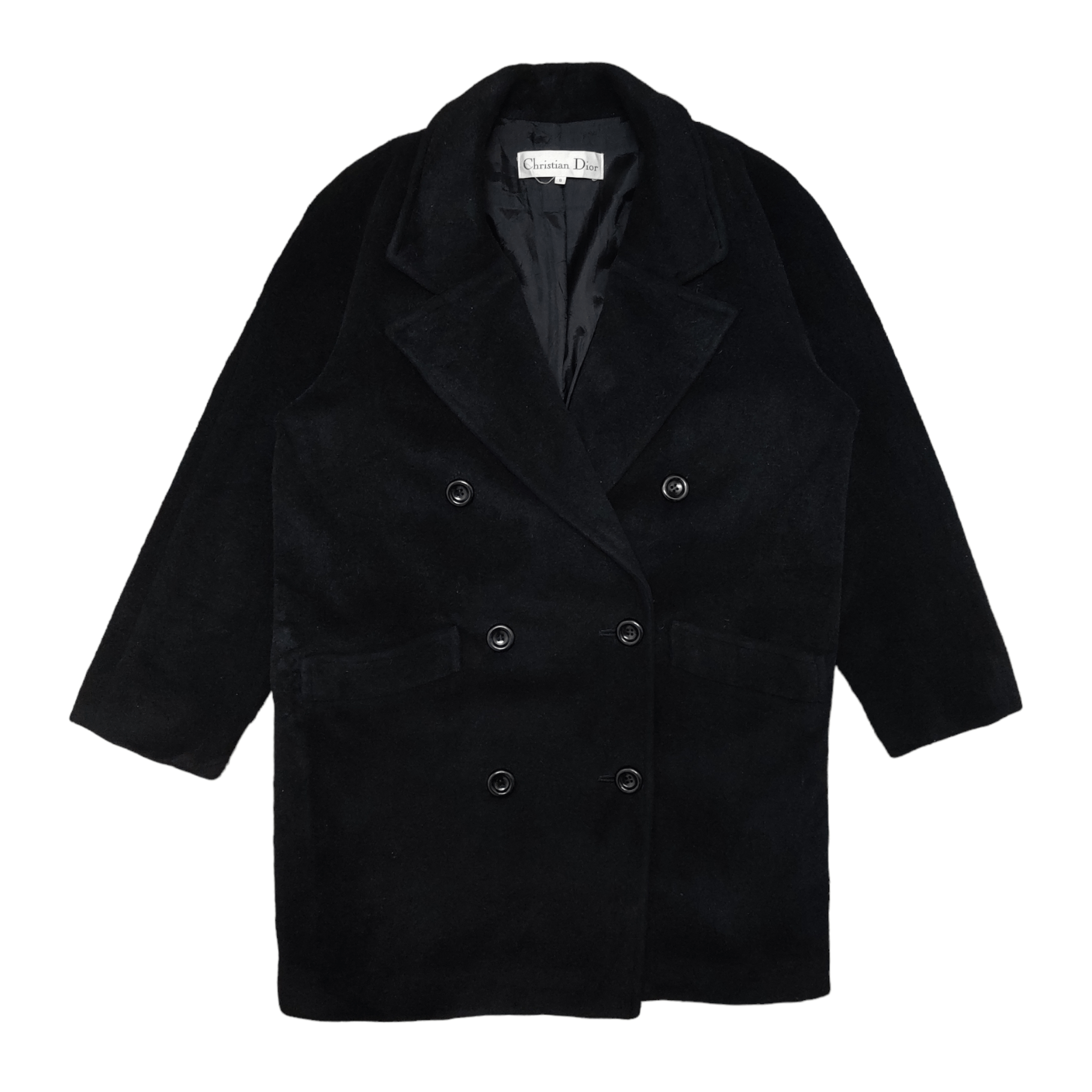 image of Christian Dior Monsieur VTG Christian Dior Double Breasted Wool Coat in Black, Men's (Size Medium)