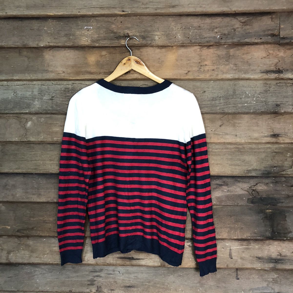Japanese Brand Page Boy Stripe Red Cardigan knitwear japan #7265 Size M / US 6-8 / IT 42-44 - 10 Thumbnail