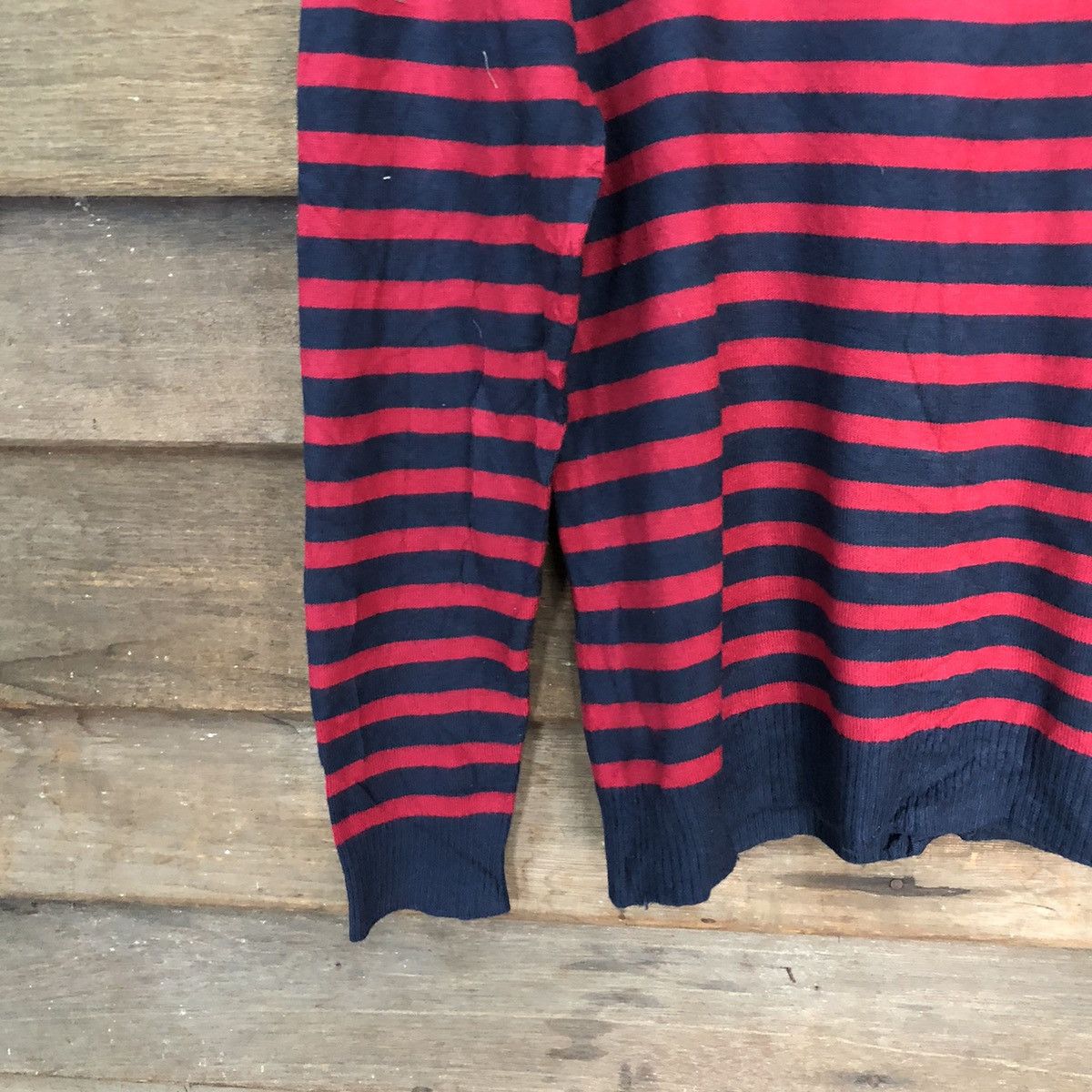Japanese Brand Page Boy Stripe Red Cardigan knitwear japan #7265 Size M / US 6-8 / IT 42-44 - 11 Thumbnail