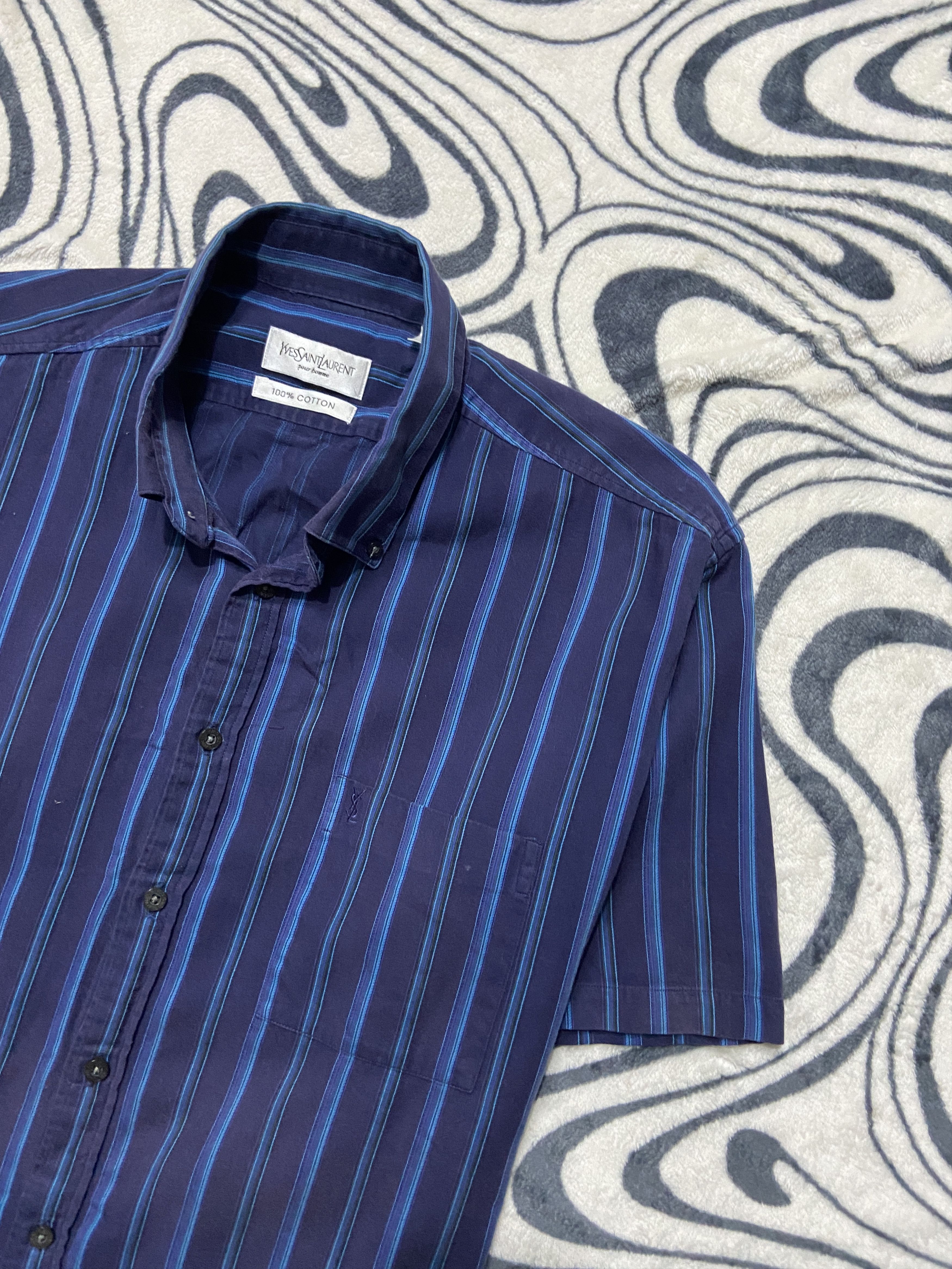 Yves Saint Laurent Yves Saint Laurent YSL Men's Short Sleeve Shirt Size US XL / EU 56 / 4 - 2 Thumbnail