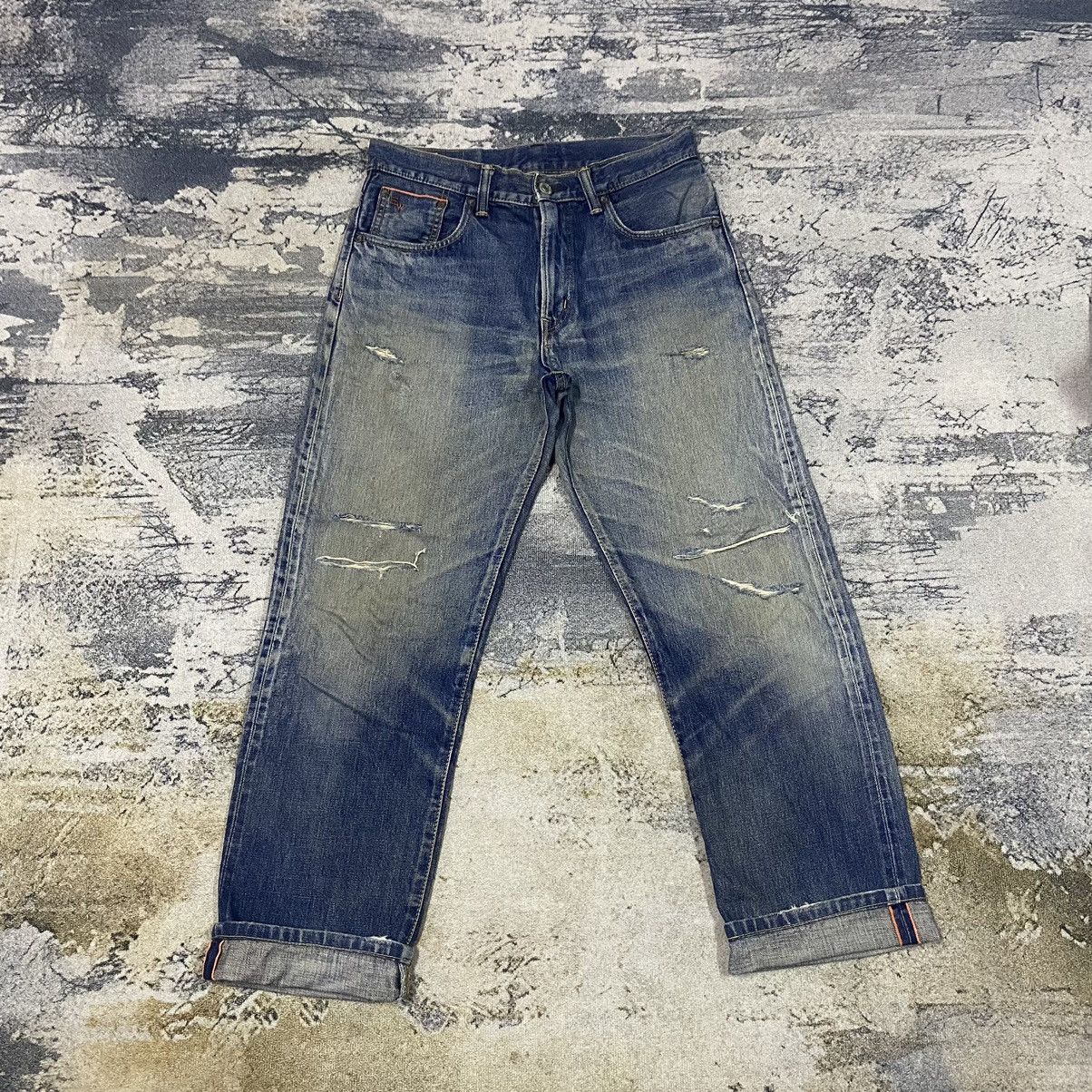 Vintage Japan Edwin 505z Orange Selvedge Denim Jean