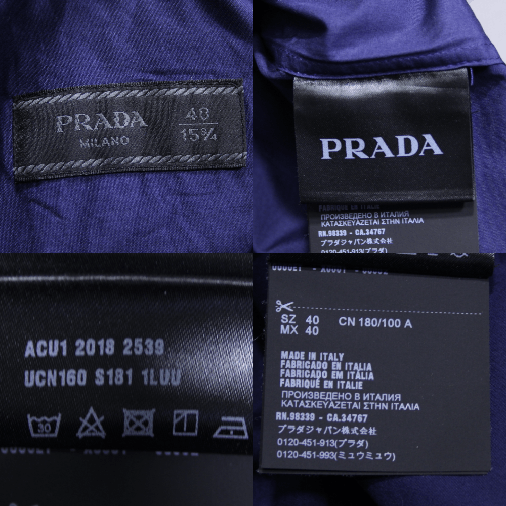 Prada Cotton Poplin Shirt Navy Size US M / EU 48-50 / 2 - 11 Thumbnail