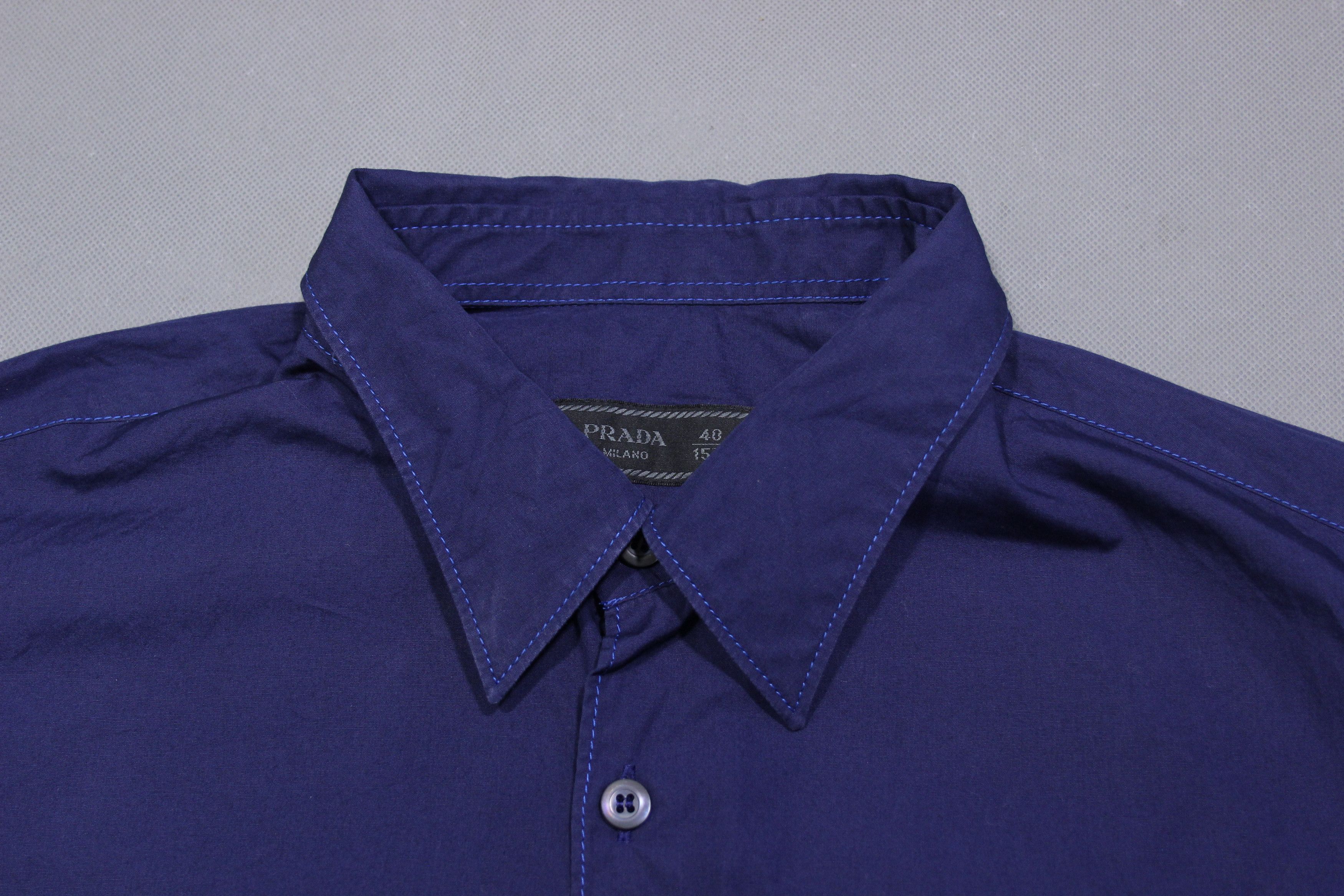 Prada Cotton Poplin Shirt Navy Size US M / EU 48-50 / 2 - 10 Thumbnail
