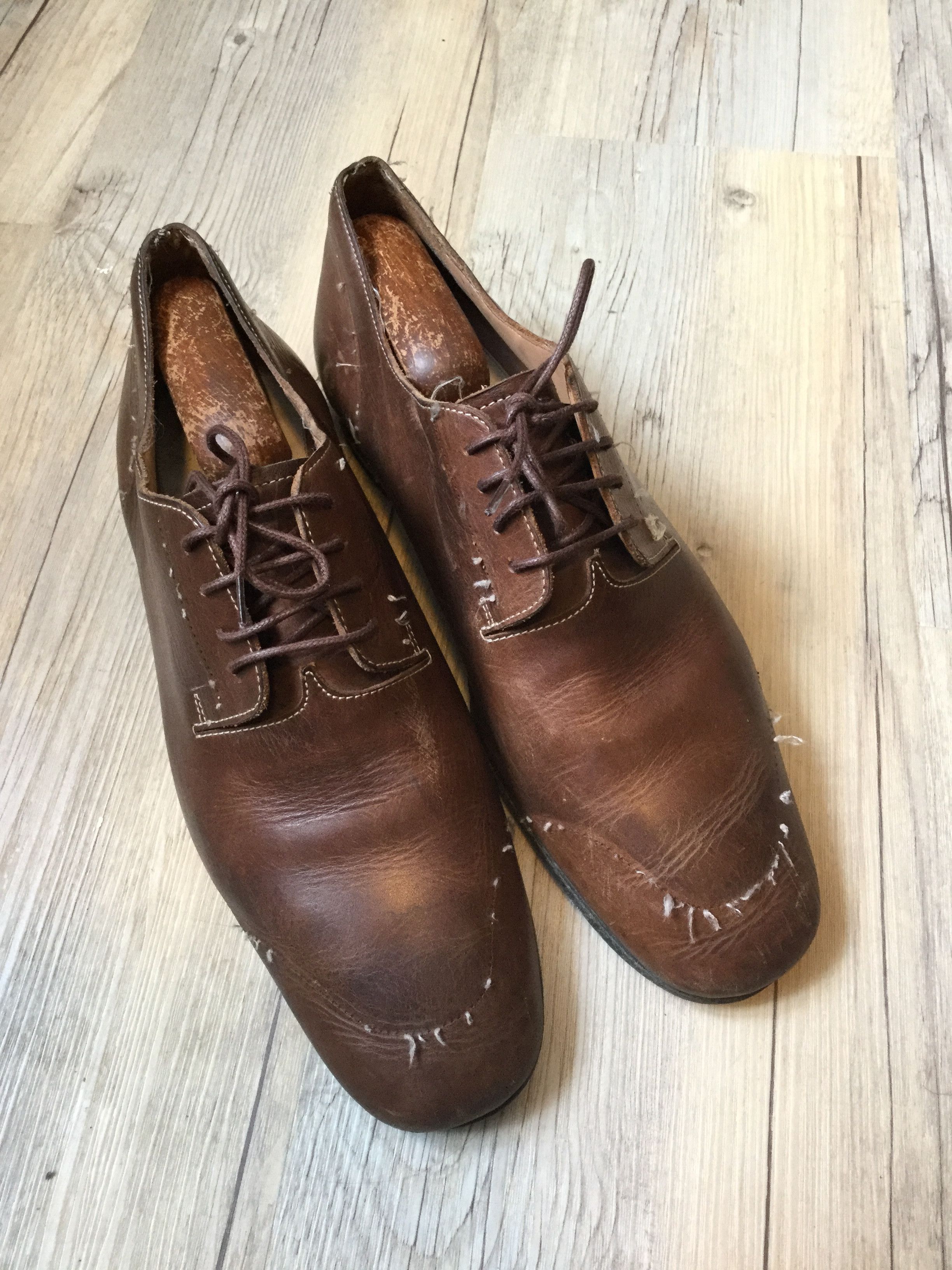 image of Maison Margiela Distressed Leather Derbies.like Guidi Or Greg Laurent Shoes in Brown, Men's (Size 8