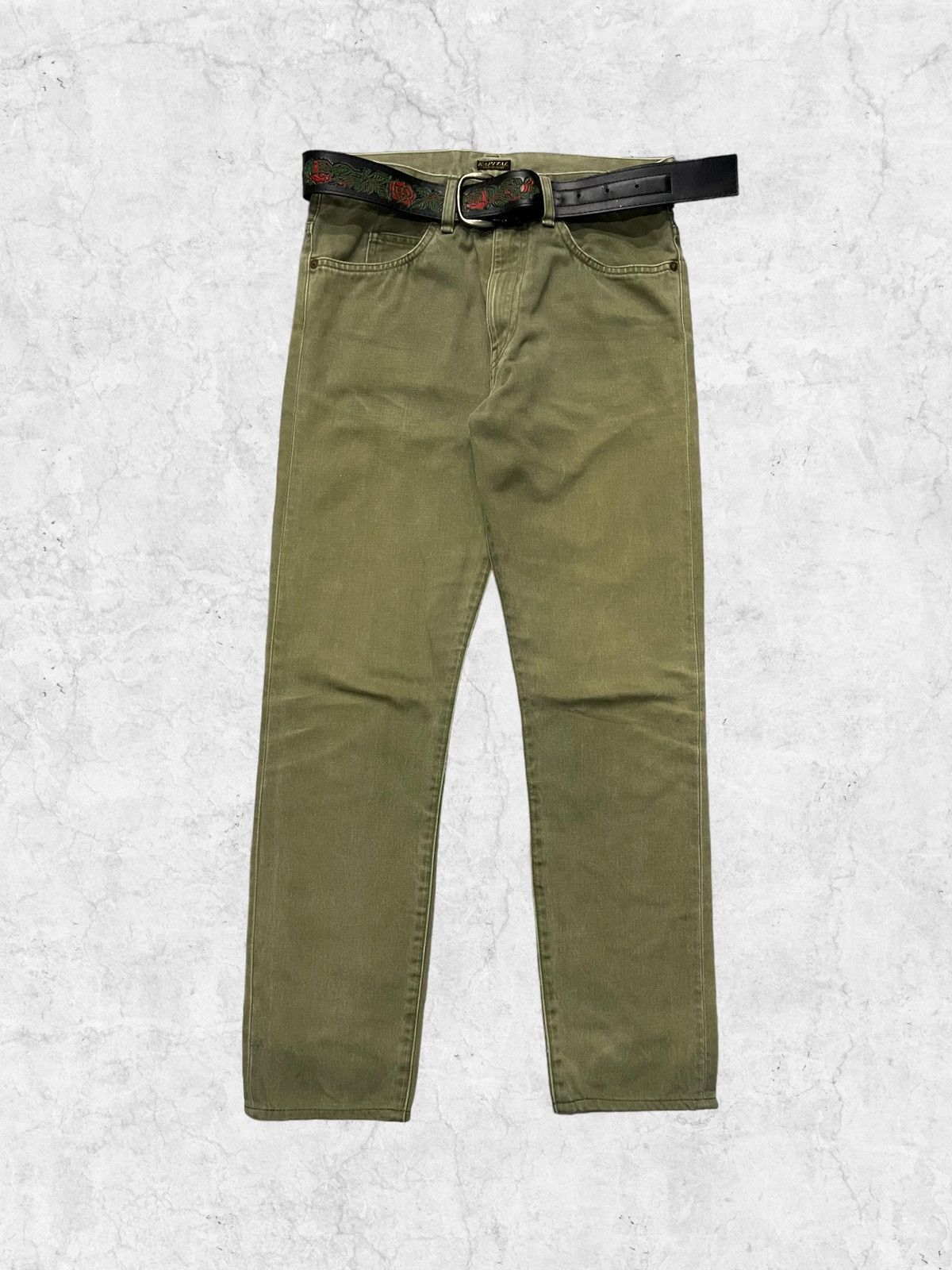 Kapital Tapered Leg Sun Faded With Leather Embossed Belt