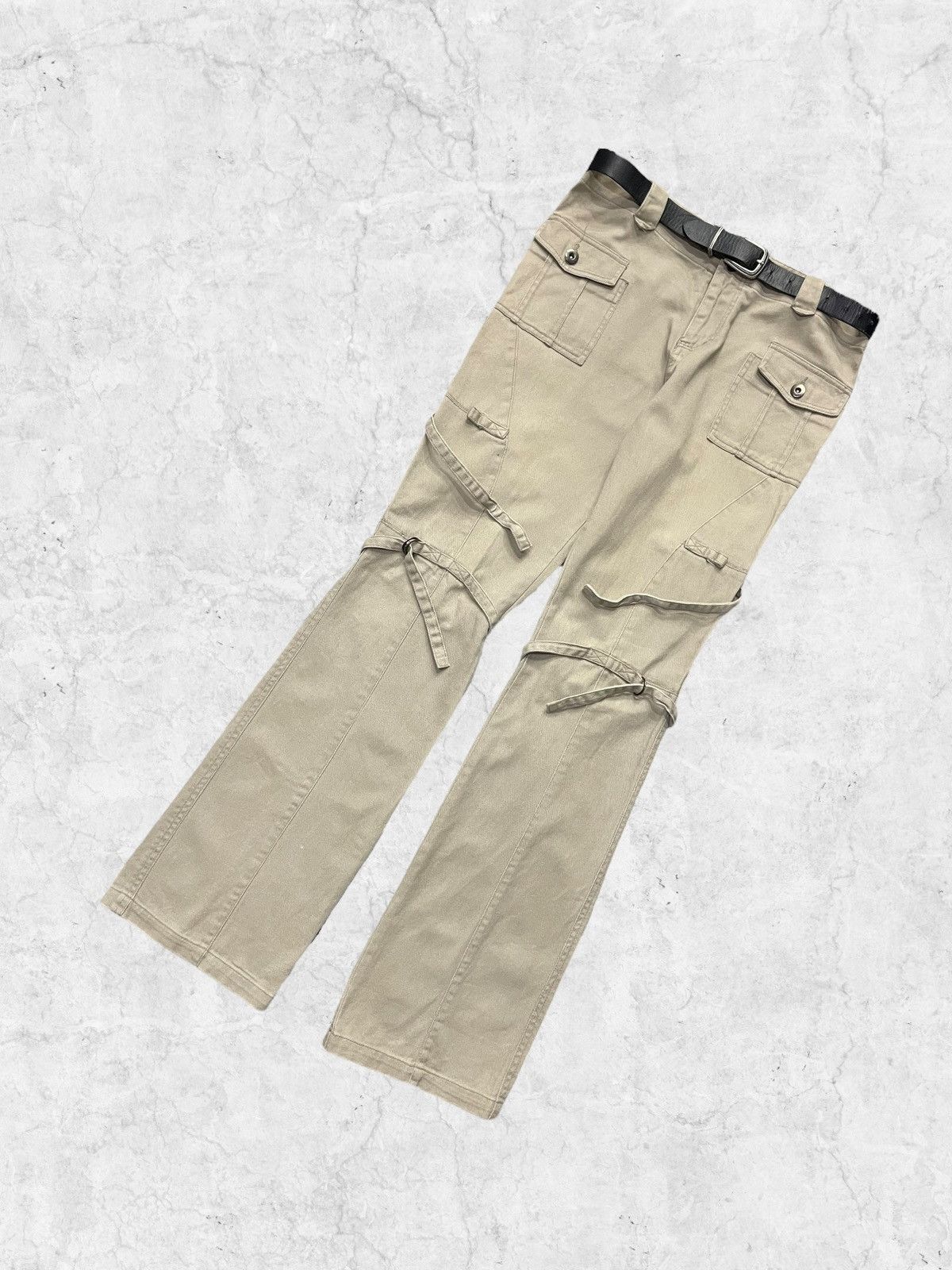 Designer × Le Grande Bleu (L.G.B.) × Tete Homme Y2K Japanese Bondage Flared Pants With Leather Belt Size US 32 / EU 48 - 4 Thumbnail