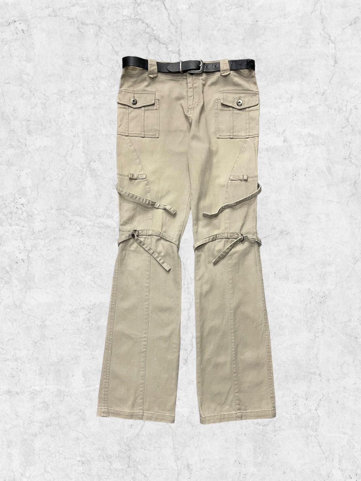 Designer × Le Grande Bleu (L.G.B.) × Tete Homme Y2K Japanese Bondage Flared Pants With Leather Belt Size US 32 / EU 48 - 1 Thumbnail