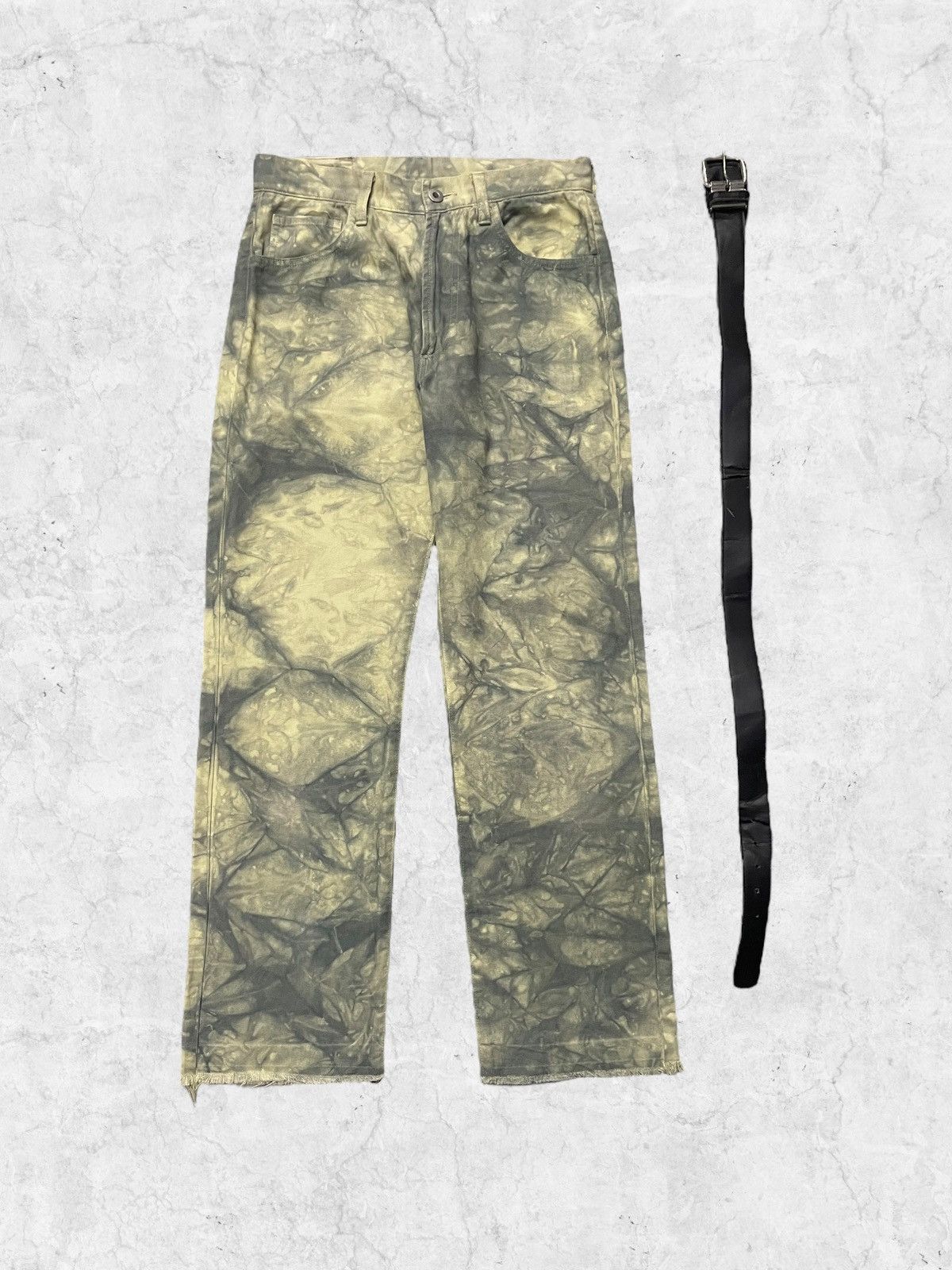 Japanese Brand × Vintage Vintage Japanese Brand Cloud Wash loose Fit Jeans With Belt Size US 28 / EU 44 - 2 Thumbnail