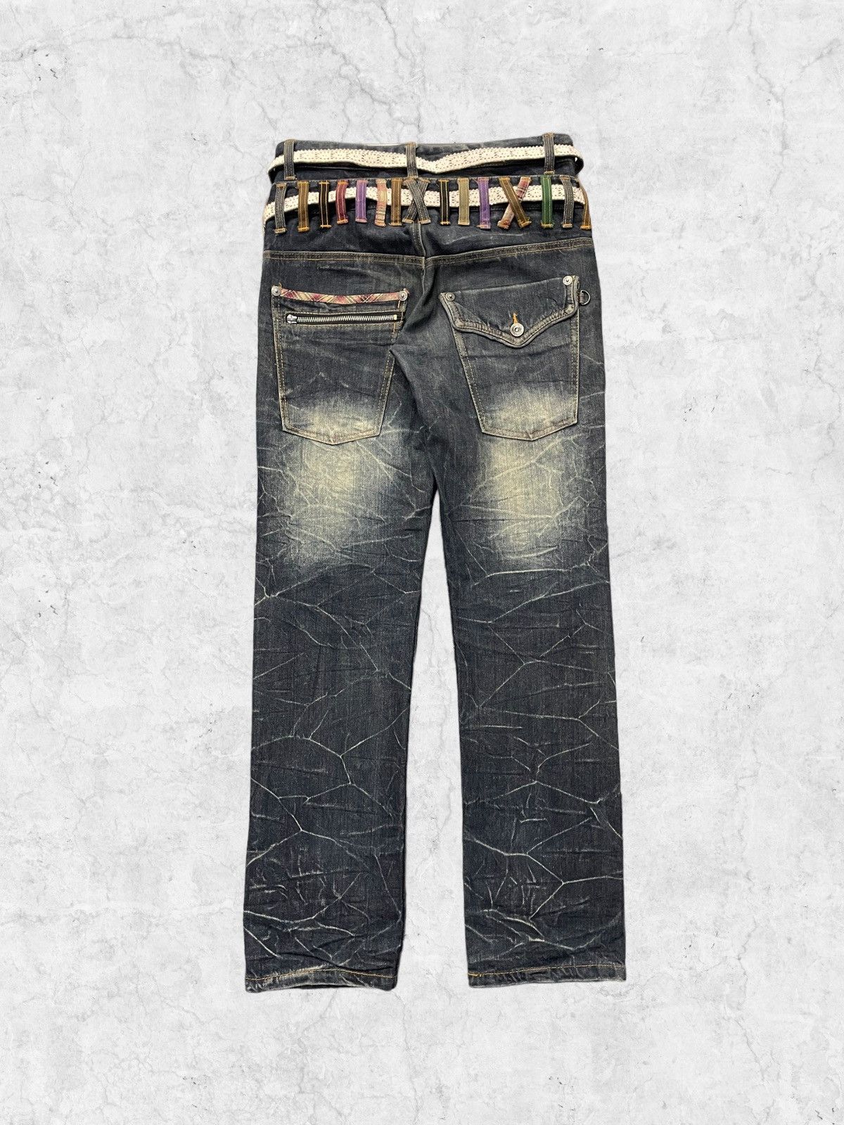 Japanese Brand Vintage Nylaus Jeans Double Waist With Double Crazy Belt Size US 30 / EU 46 - 3 Thumbnail