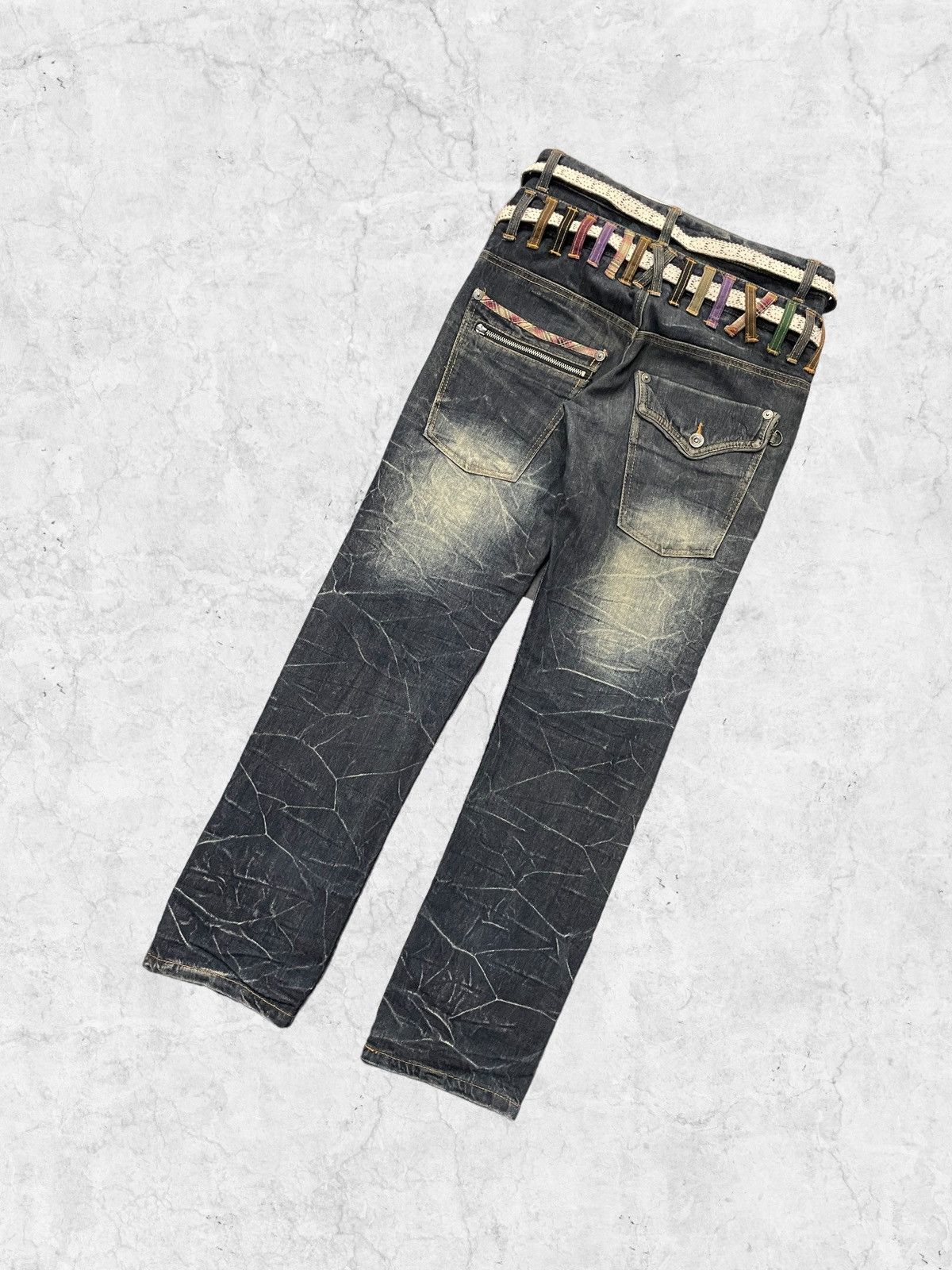 Japanese Brand Vintage Nylaus Jeans Double Waist With Double Crazy Belt Size US 30 / EU 46 - 10 Thumbnail