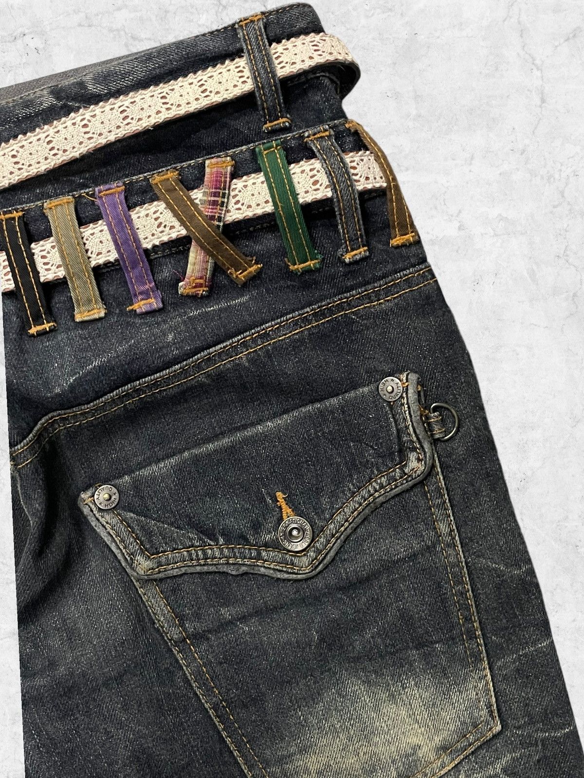 Japanese Brand Vintage Nylaus Jeans Double Waist With Double Crazy Belt Size US 30 / EU 46 - 13 Thumbnail