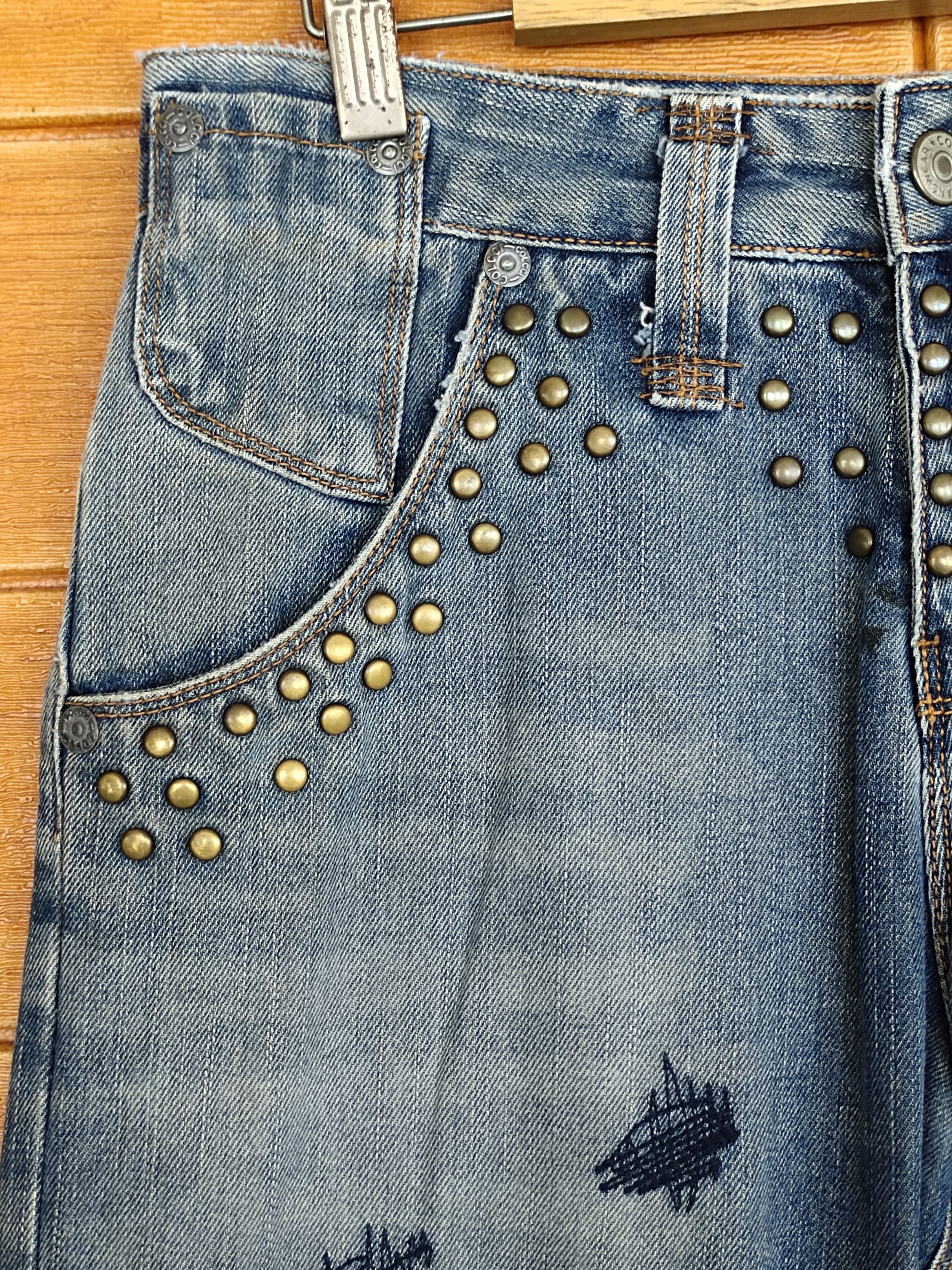 Comme des Garcons × Undercover Vintage Golcci Studed distress faded Denim Jeans Hysterics Size US 31 - 4 Thumbnail