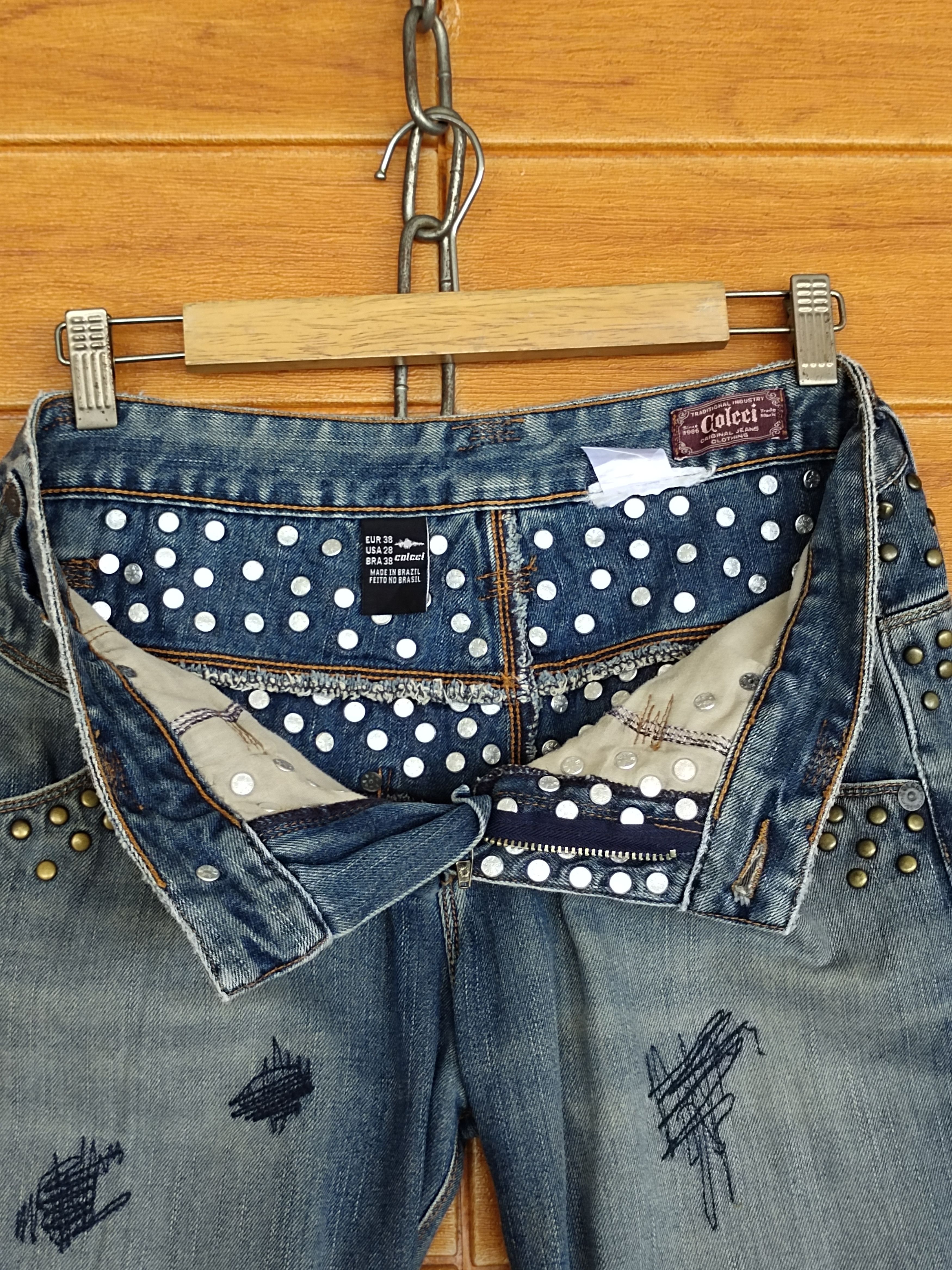 Comme des Garcons × Undercover Vintage Golcci Studed distress faded Denim Jeans Hysterics Size US 31 - 15 Thumbnail