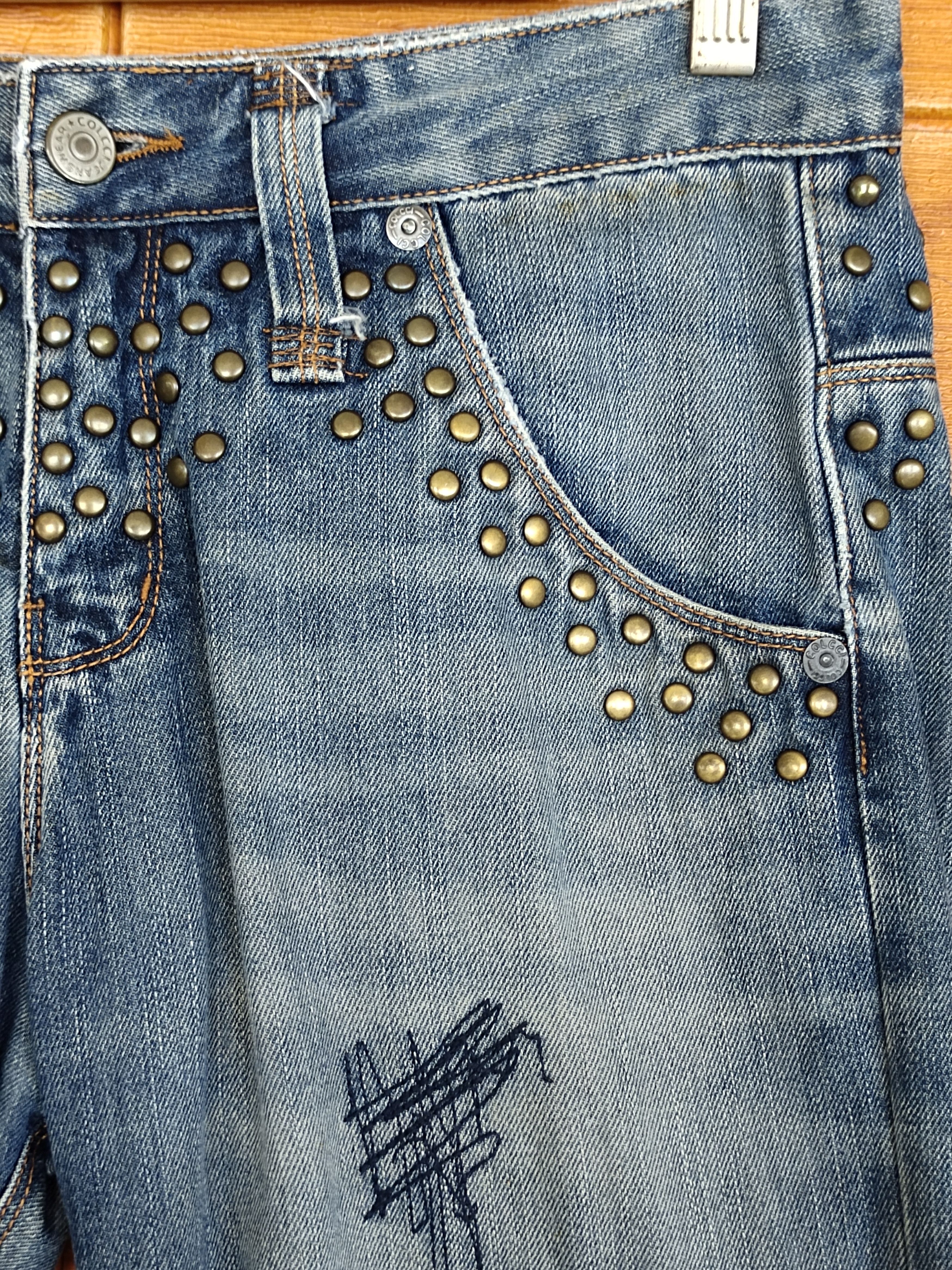 Comme des Garcons × Undercover Vintage Golcci Studed distress faded Denim Jeans Hysterics Size US 31 - 3 Thumbnail