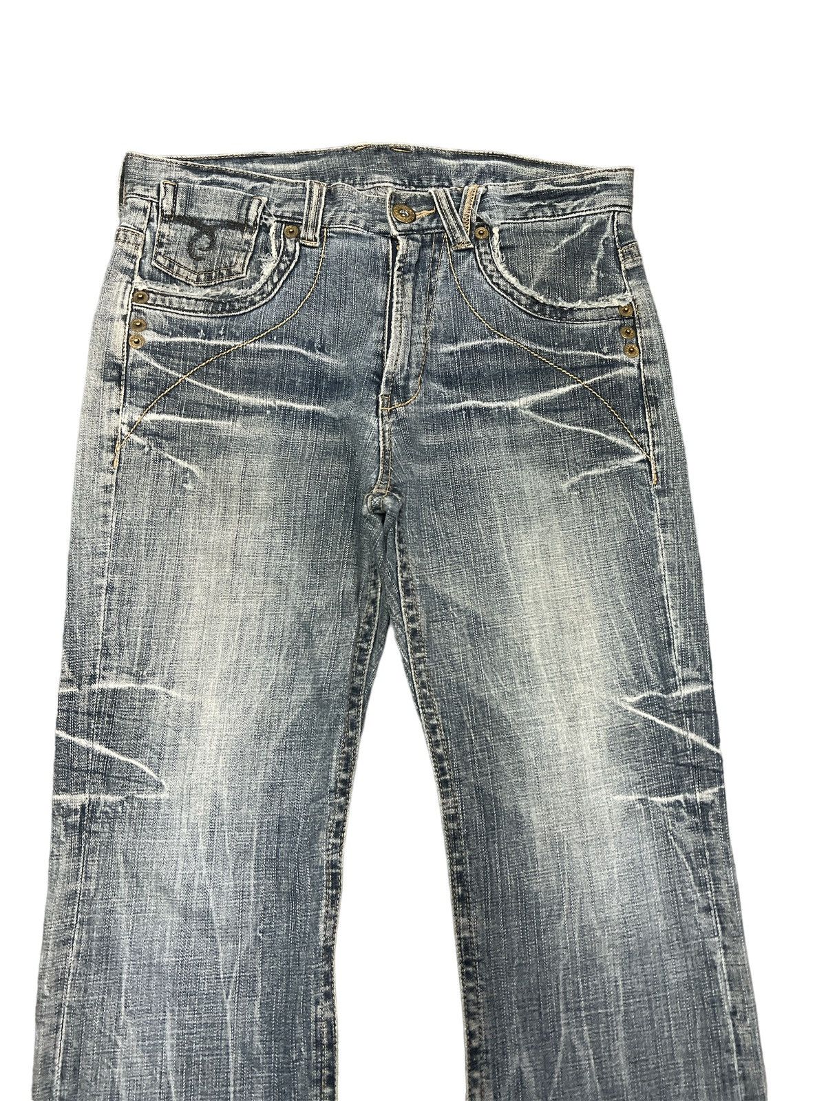 Japanese Brand × Vintage FLARED💥UNKNOWN DISTRESSED DENIM PANT Size US 32 / EU 48 - 3 Thumbnail
