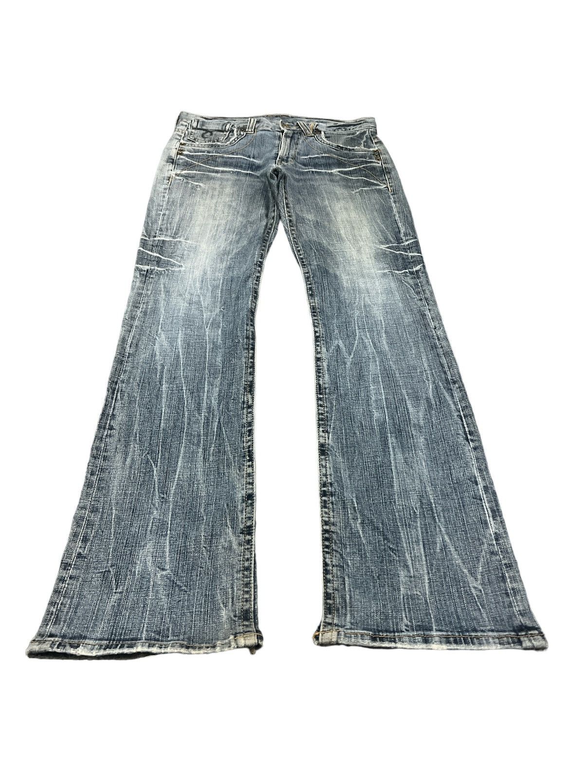Japanese Brand × Vintage FLARED💥UNKNOWN DISTRESSED DENIM PANT Size US 32 / EU 48 - 2 Thumbnail