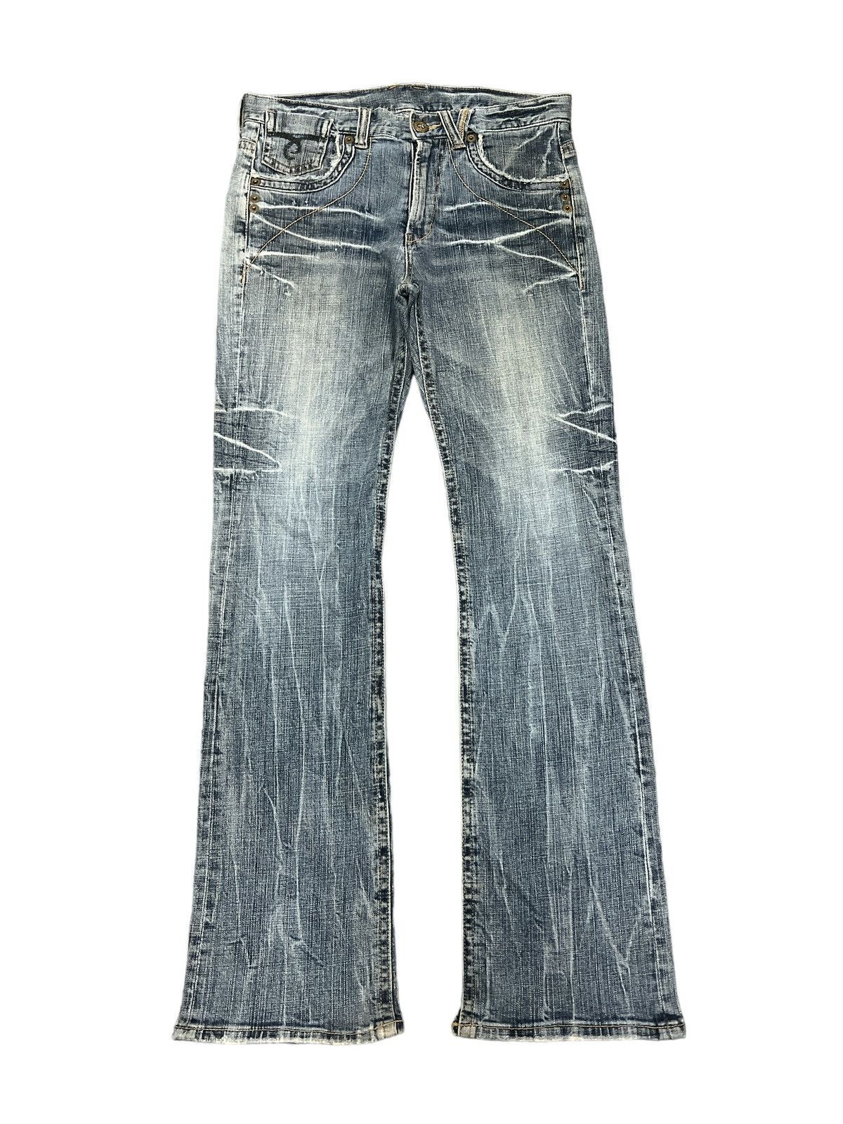 Japanese Brand × Vintage FLARED💥UNKNOWN DISTRESSED DENIM PANT Size US 32 / EU 48 - 1 Thumbnail