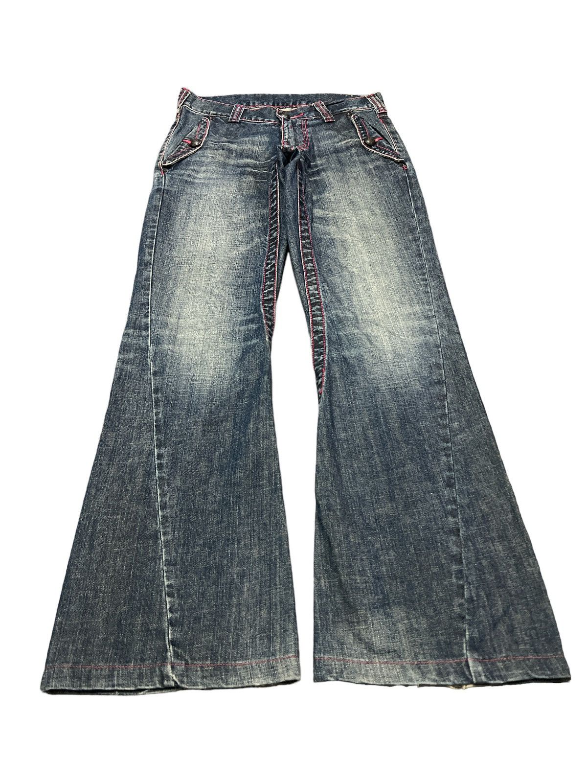 Japanese Brand × Vintage FLARED💥UNKNOWN DISTRESSED TWIST DENIM PANT Size US 30 / EU 46 - 2 Thumbnail