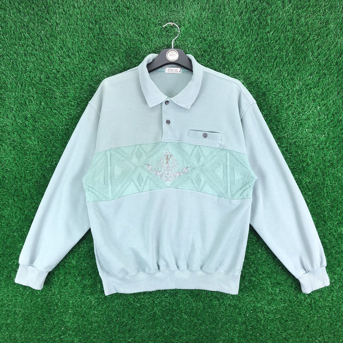 Vintage Vintage 80's Knit Polo Shirt Single Pocket by Facol Size US M / EU 48-50 / 2 - 1 Thumbnail
