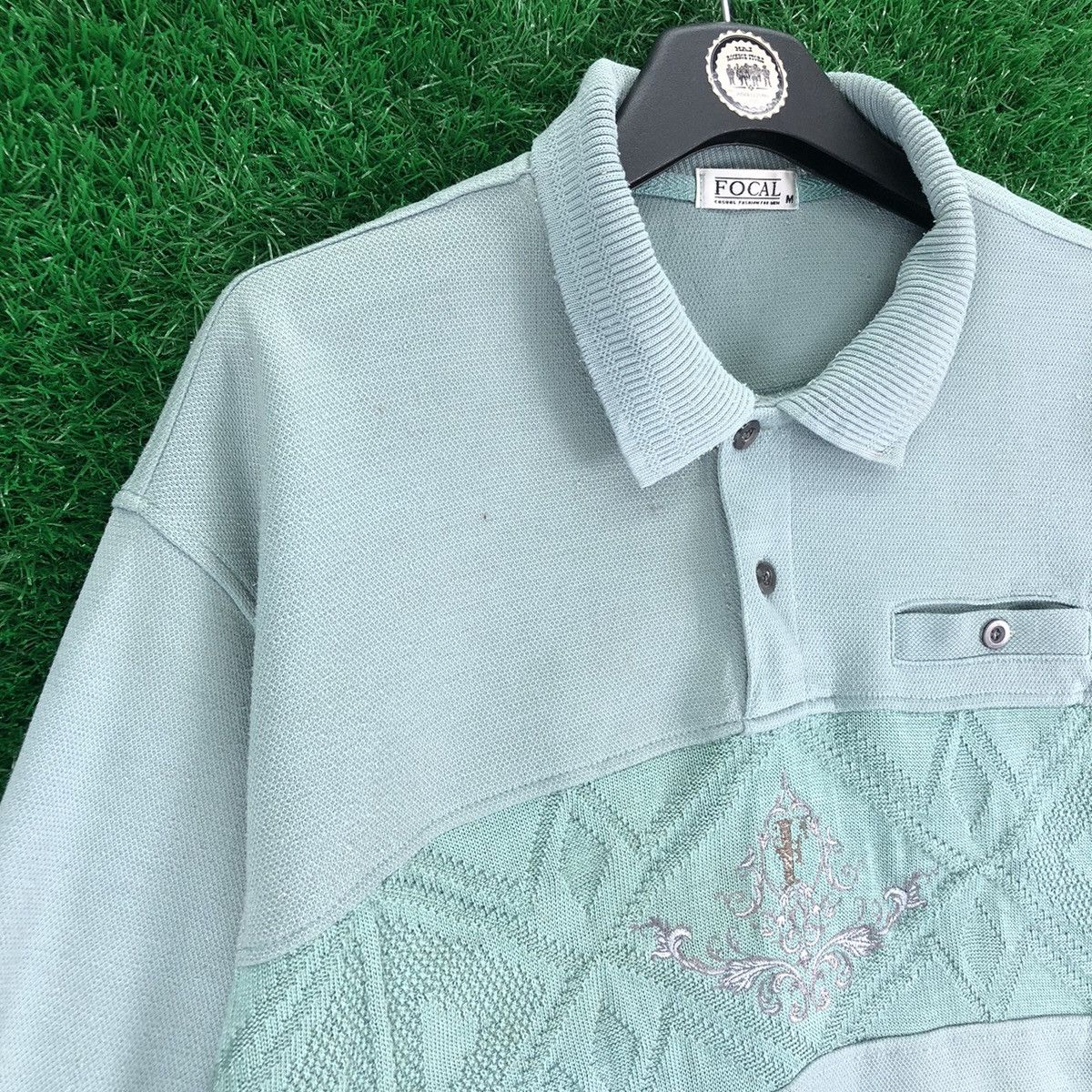 Vintage Vintage 80's Knit Polo Shirt Single Pocket by Facol Size US M / EU 48-50 / 2 - 2 Thumbnail
