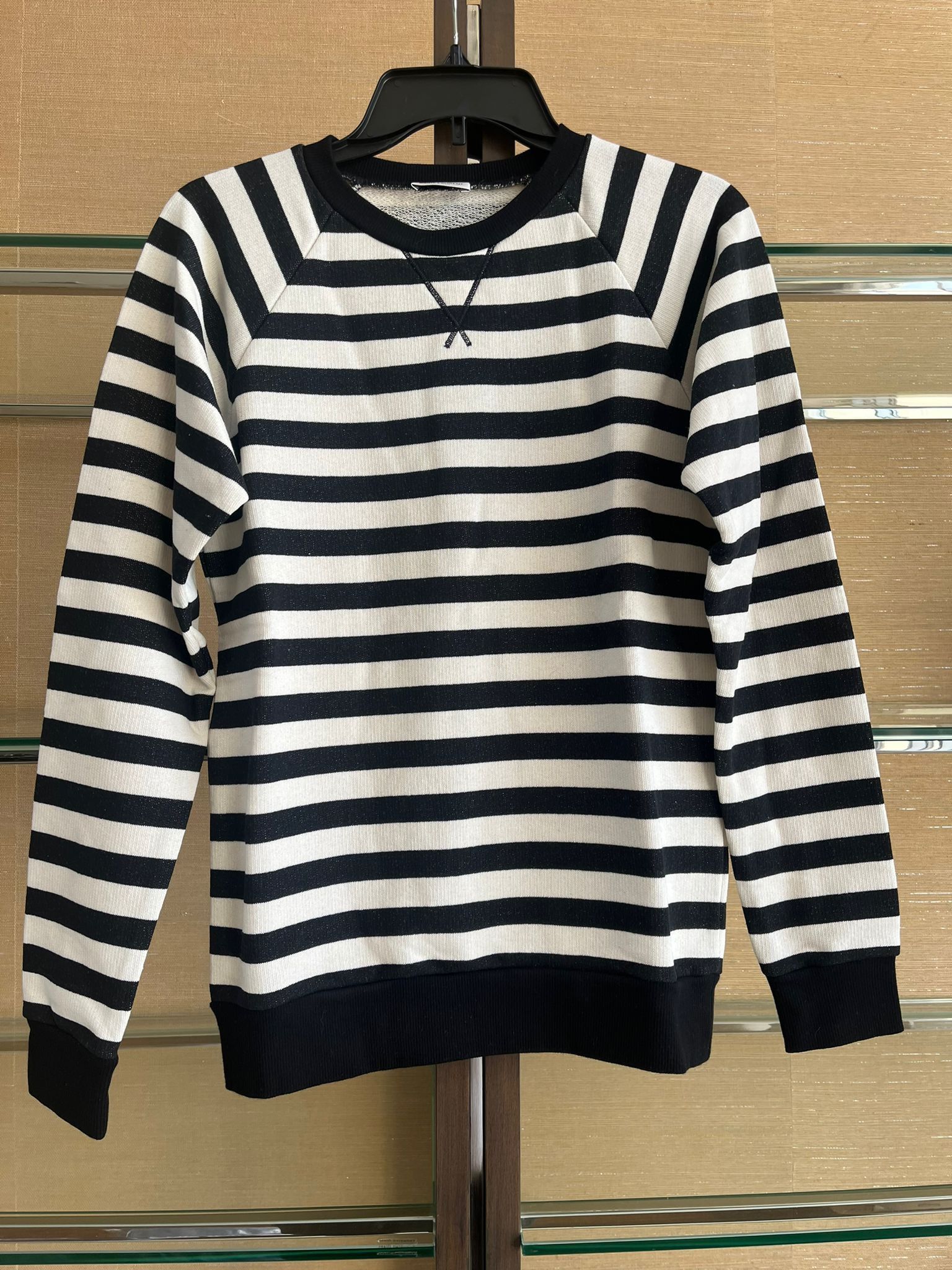 Striped Crewneck Sweater in Black & White