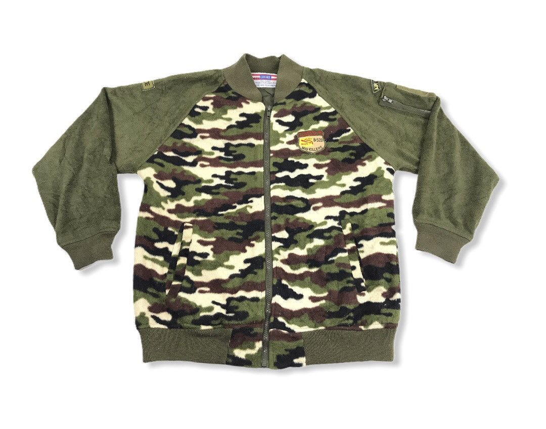 Japanese Brand Chil Mie Design Army Air Force Military Camo Fleece Jacket Size S / US 4 / IT 40 - 1 Thumbnail