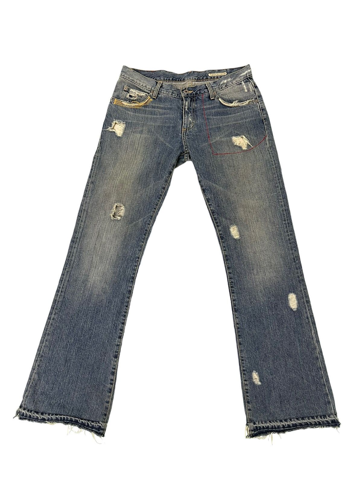 Japanese Brand Flare Jeans Chip&Pepper Distress Denim Boot Cut 5🟦 Size US 31 - 2 Thumbnail