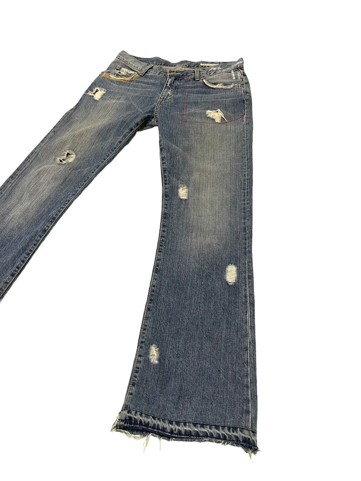 Japanese Brand Flare Jeans Chip&Pepper Distress Denim Boot Cut 5🟦 Size US 31 - 3 Thumbnail