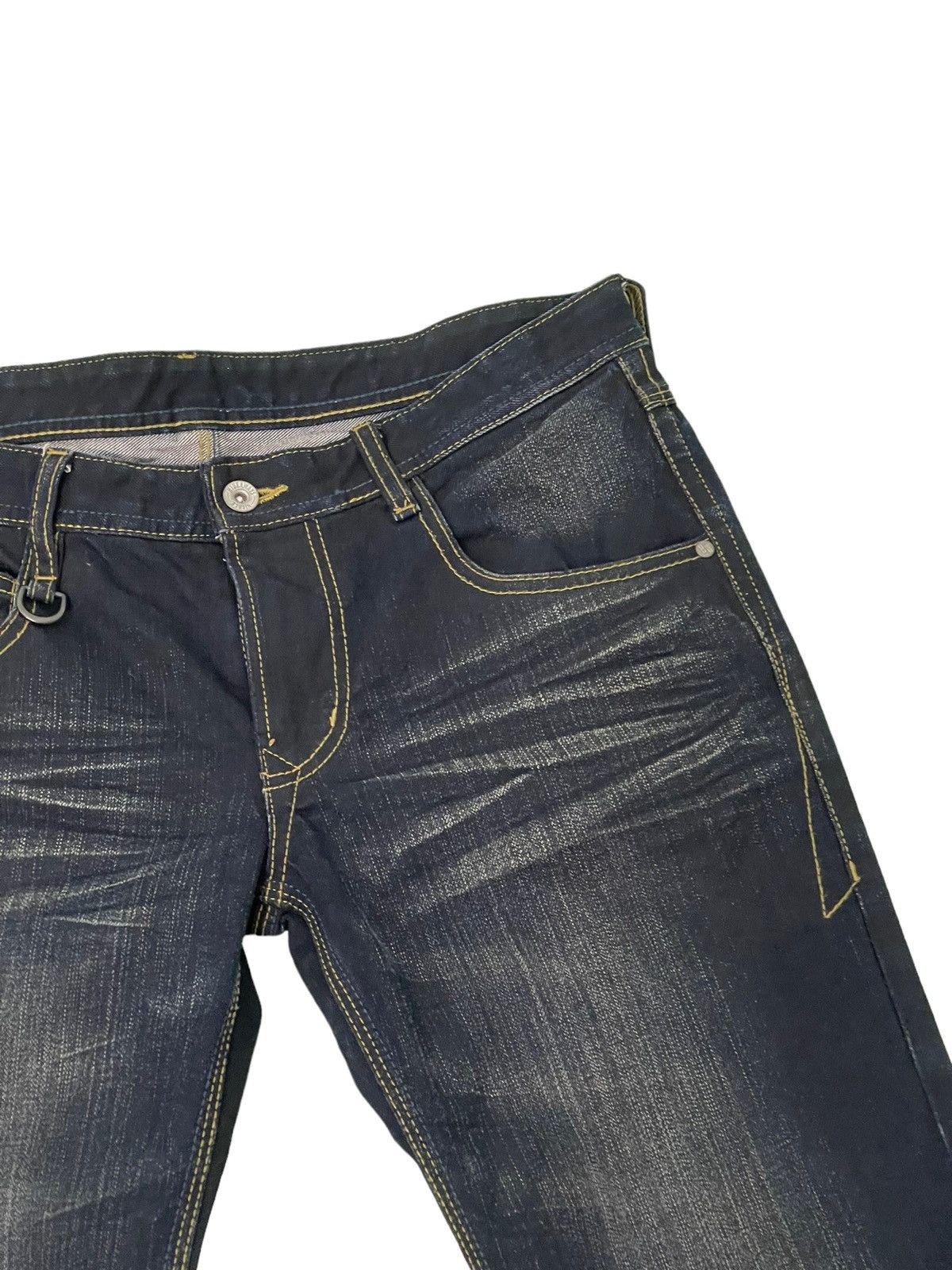 Japanese Brand Slim Flare Jeans Hideaways Acid Wash Low Rise Boot Cut 4🟦9 Size US 33 - 18 Thumbnail