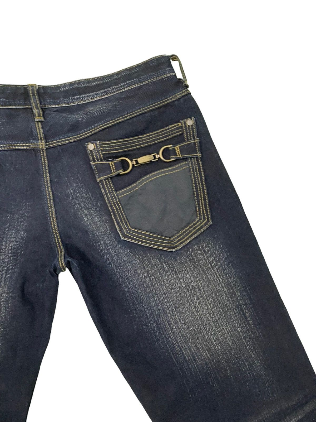Japanese Brand Slim Flare Jeans Hideaways Acid Wash Low Rise Boot Cut 4🟦9 Size US 33 - 9 Thumbnail
