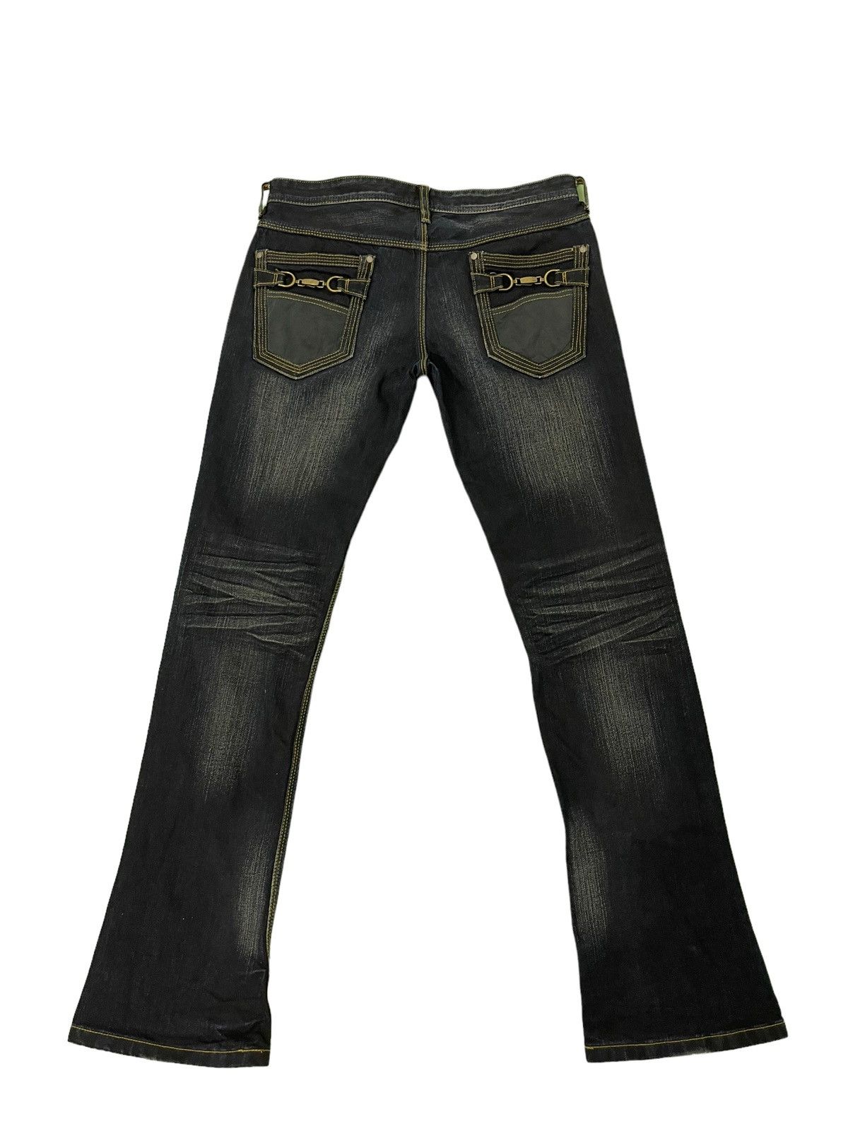 Japanese Brand Slim Flare Jeans Hideaways Acid Wash Low Rise Boot Cut 4🟦9 Size US 33 - 2 Thumbnail