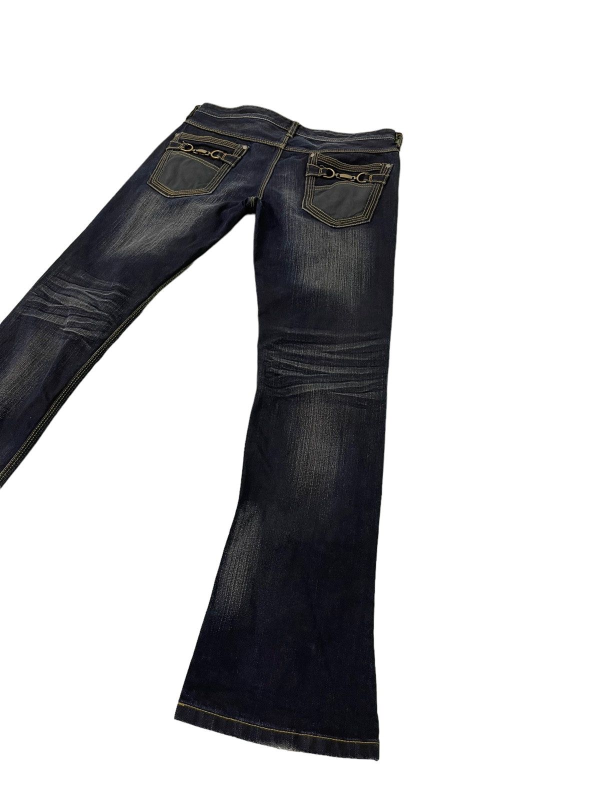 Japanese Brand Slim Flare Jeans Hideaways Acid Wash Low Rise Boot Cut 4🟦9 Size US 33 - 3 Thumbnail