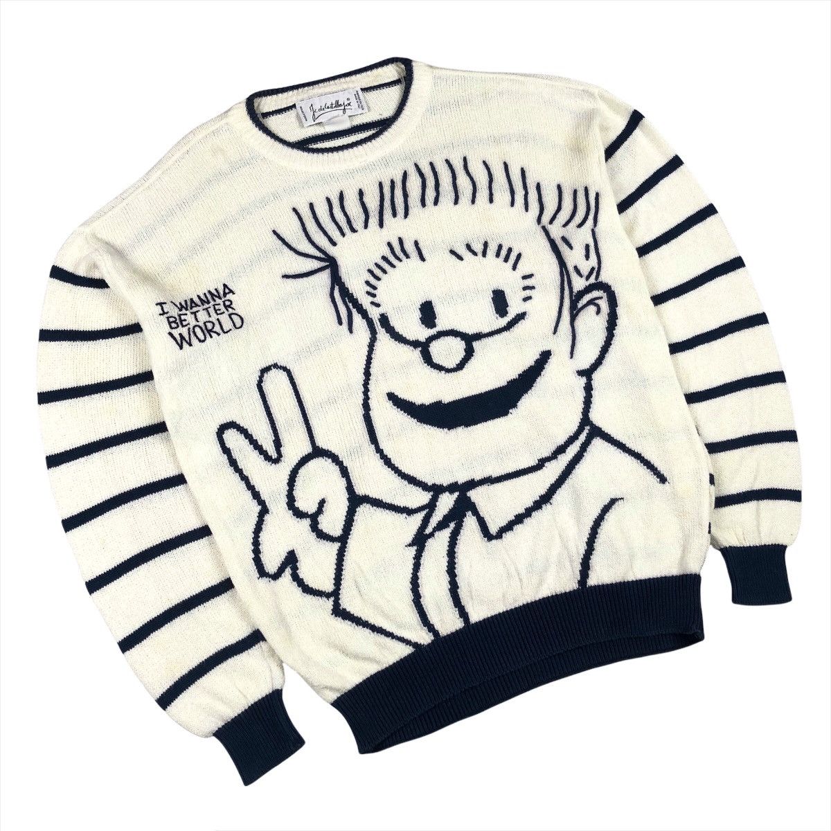 Jean Charles De Castelbajac Vintage Castelbajac ‘I Wanna Better World” Knit Sweater Size US L / EU 52-54 / 3 - 2 Thumbnail