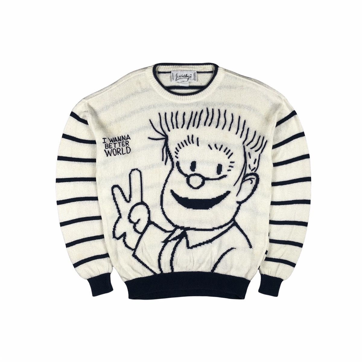 Jean Charles De Castelbajac Vintage Castelbajac ‘I Wanna Better World” Knit Sweater Size US L / EU 52-54 / 3 - 1 Thumbnail