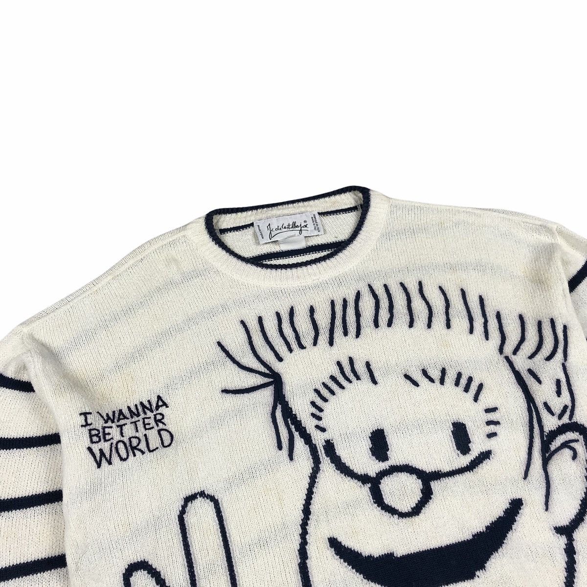 Jean Charles De Castelbajac Vintage Castelbajac ‘I Wanna Better World” Knit Sweater Size US L / EU 52-54 / 3 - 4 Thumbnail