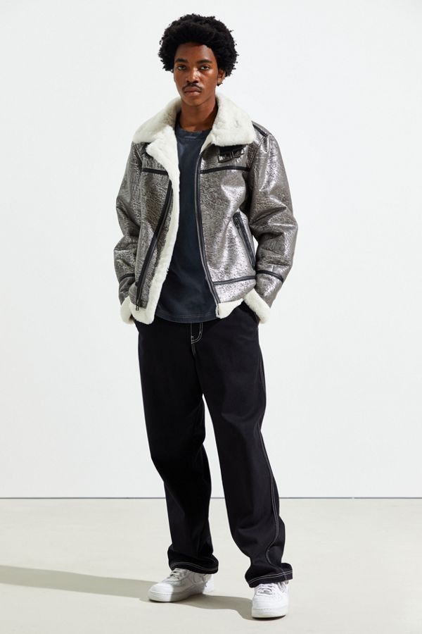 Urban Outfitters Urban Outfitters Faux Shearling Silver Bomber Jacket Coat Size US M / EU 48-50 / 2 - 15 Thumbnail