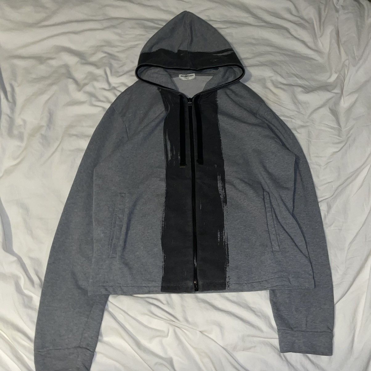 image of Balenciaga 2015 Paint Stripe Hoodie in Grey, Men's (Size XL)