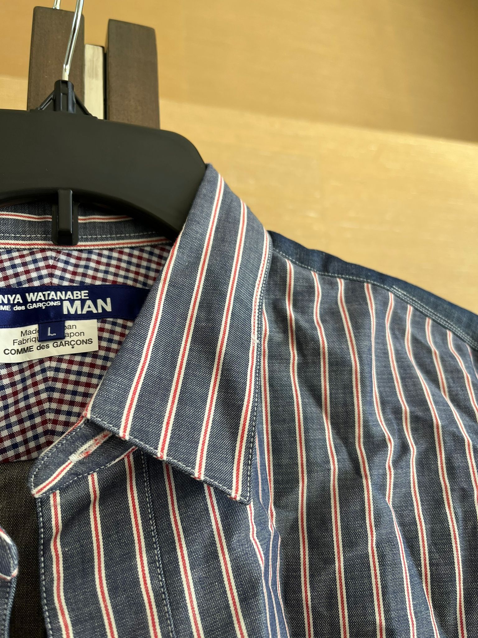 Junya Watanabe Forearm Patch Stripe Button Up Shirt in Stripe Blue Size US L / EU 52-54 / 3 - 13 Thumbnail