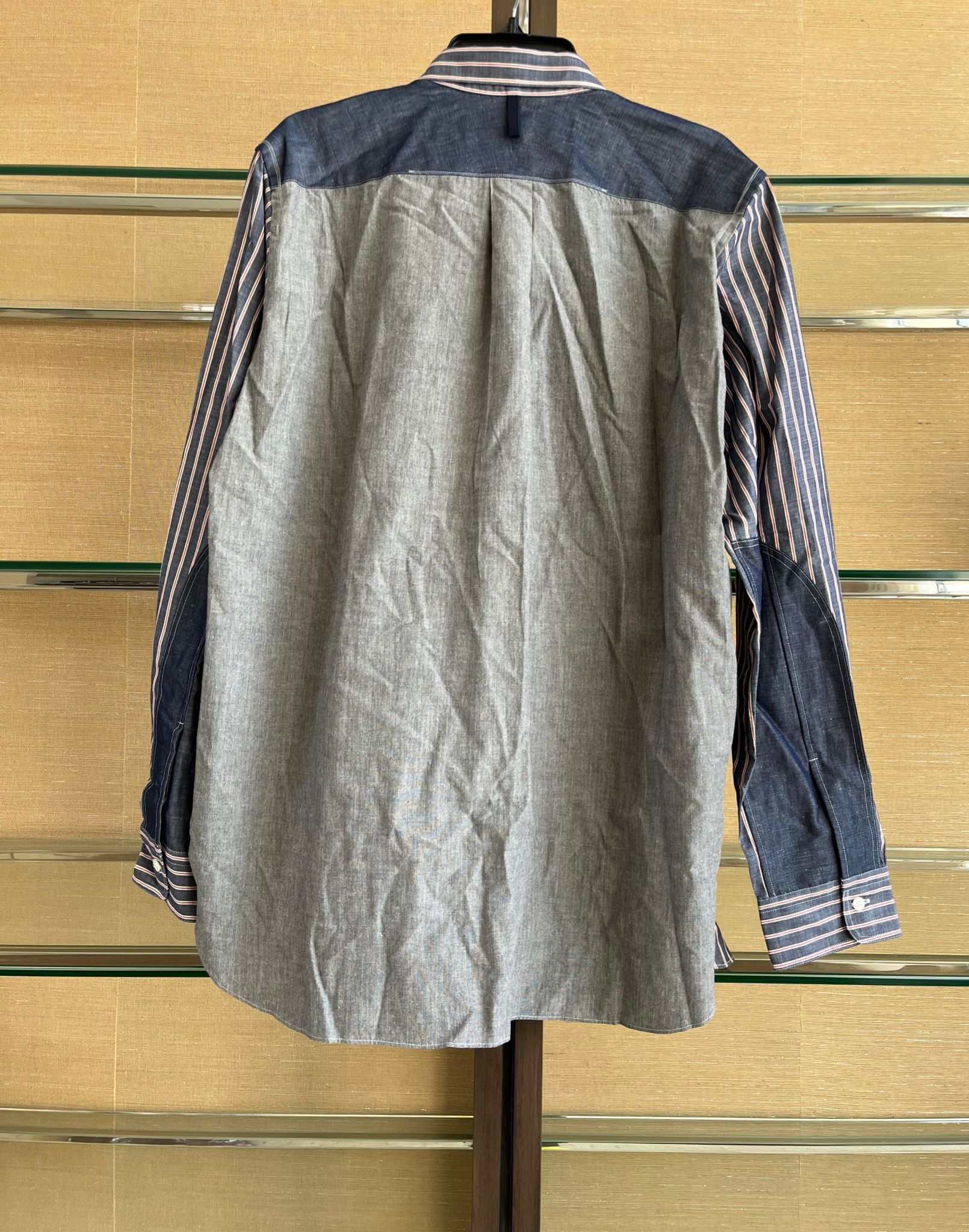 Junya Watanabe Forearm Patch Stripe Button Up Shirt in Stripe Blue Size US L / EU 52-54 / 3 - 5 Thumbnail