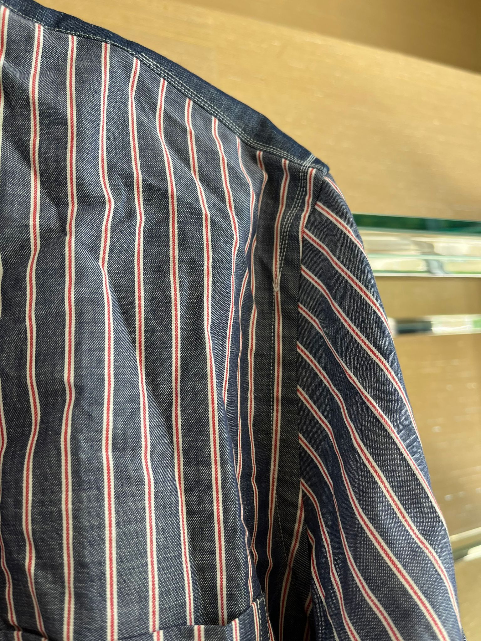 Junya Watanabe Forearm Patch Stripe Button Up Shirt in Stripe Blue Size US L / EU 52-54 / 3 - 16 Thumbnail