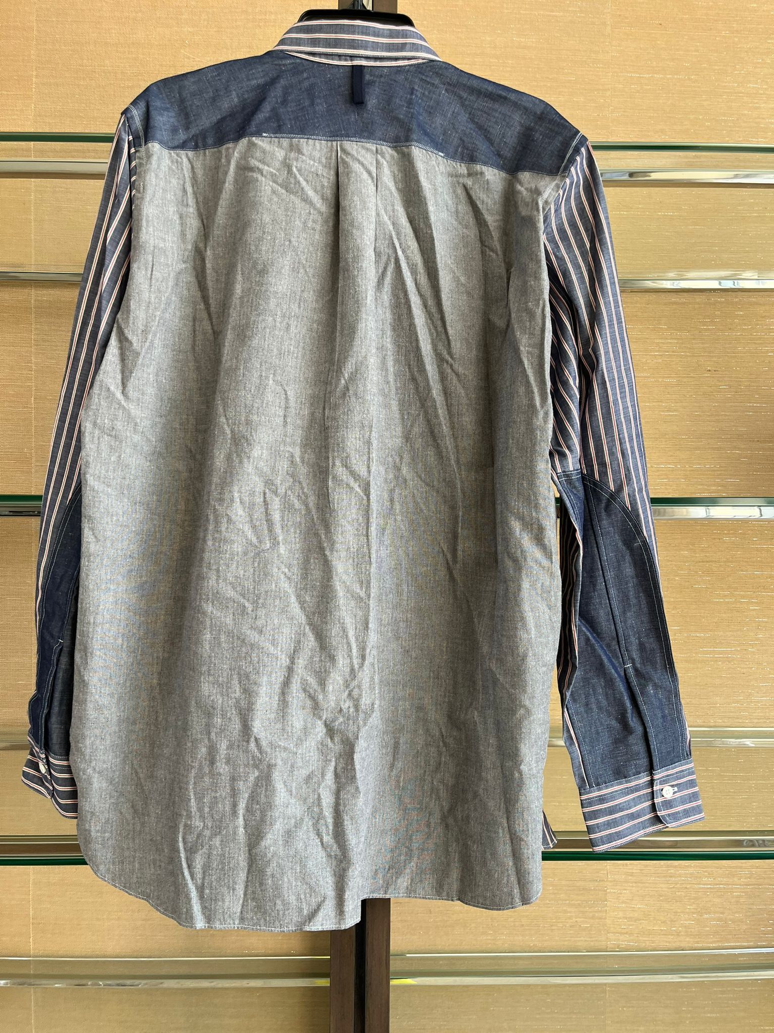 Junya Watanabe Forearm Patch Stripe Button Up Shirt in Stripe Blue Size US L / EU 52-54 / 3 - 1 Thumbnail