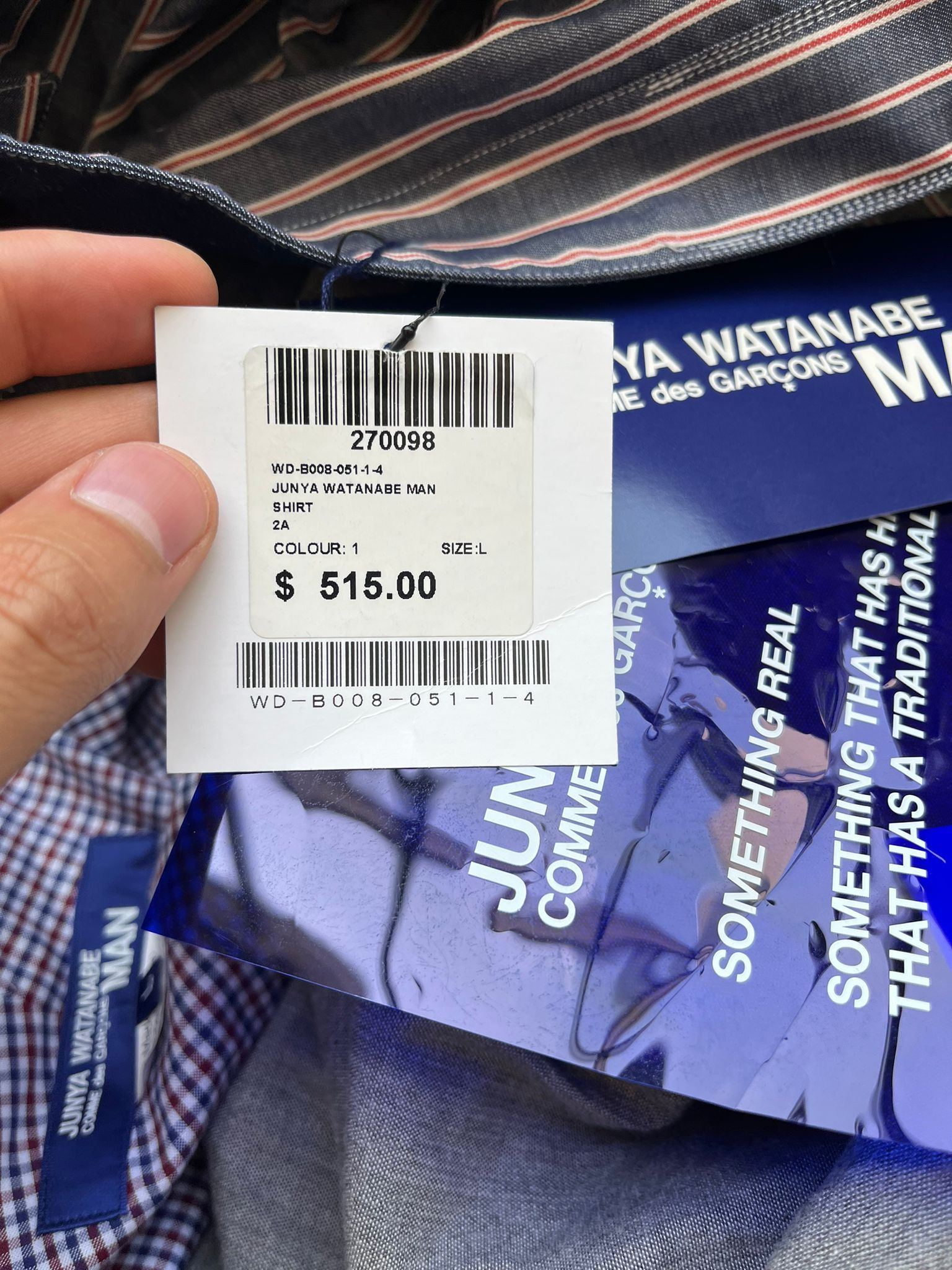 Junya Watanabe Forearm Patch Stripe Button Up Shirt in Stripe Blue Size US L / EU 52-54 / 3 - 17 Thumbnail