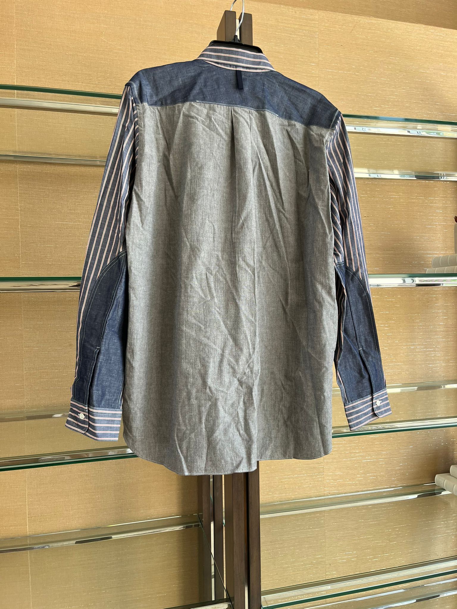 Junya Watanabe Forearm Patch Stripe Button Up Shirt in Stripe Blue Size US L / EU 52-54 / 3 - 6 Thumbnail
