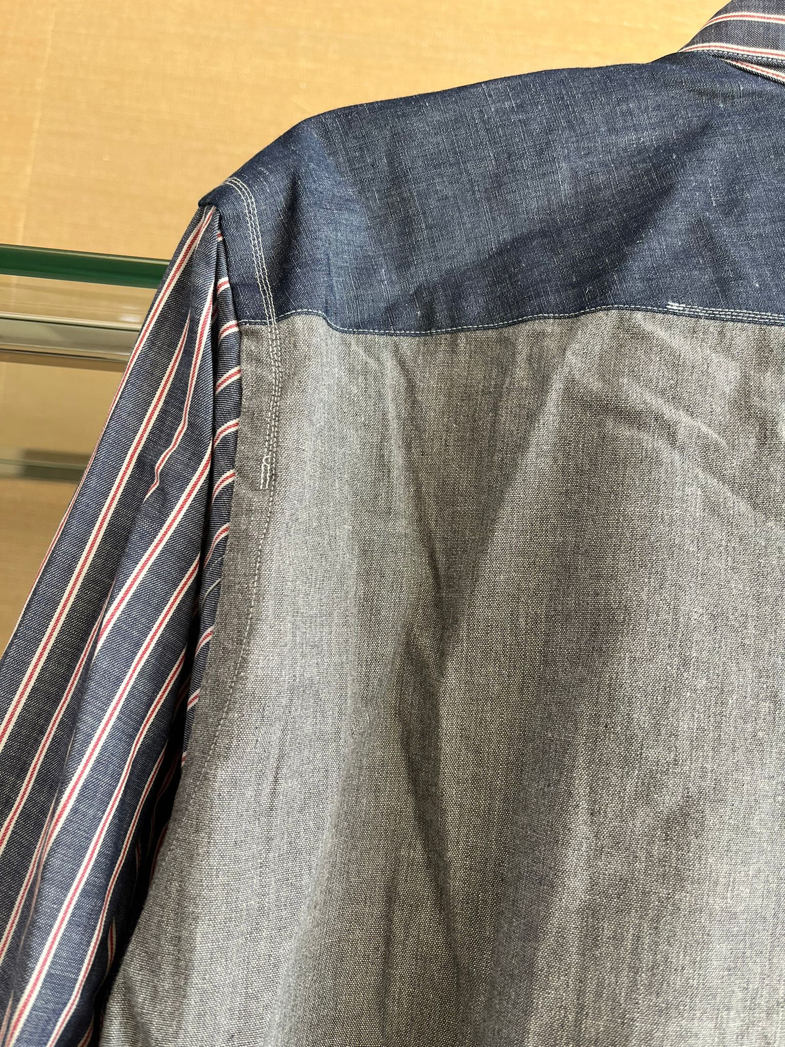 Junya Watanabe Forearm Patch Stripe Button Up Shirt in Stripe Blue Size US L / EU 52-54 / 3 - 11 Thumbnail