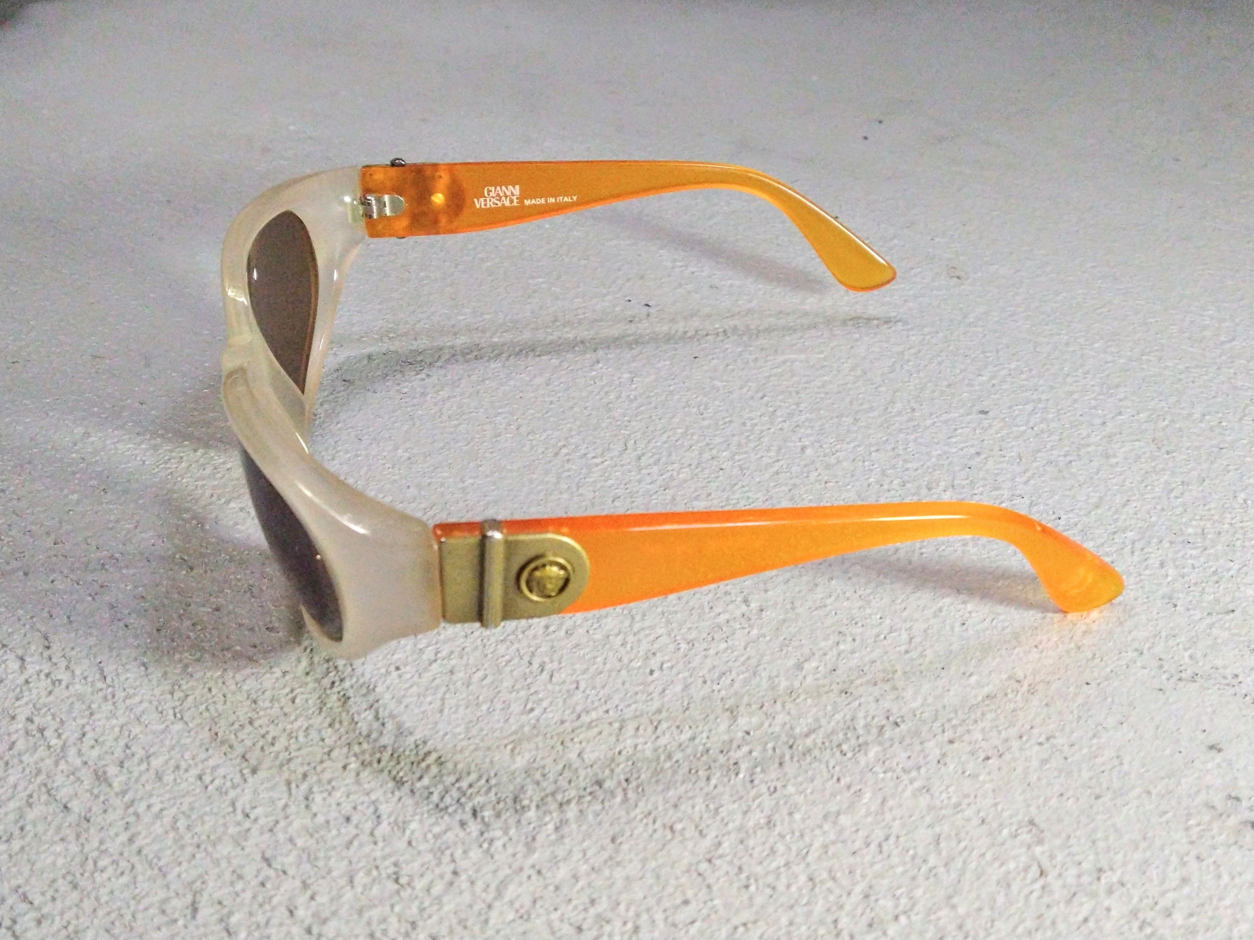 Versace Versace Sunglasses Mod.408 Orange Clear Y2K Italy Size ONE SIZE - 4 Thumbnail