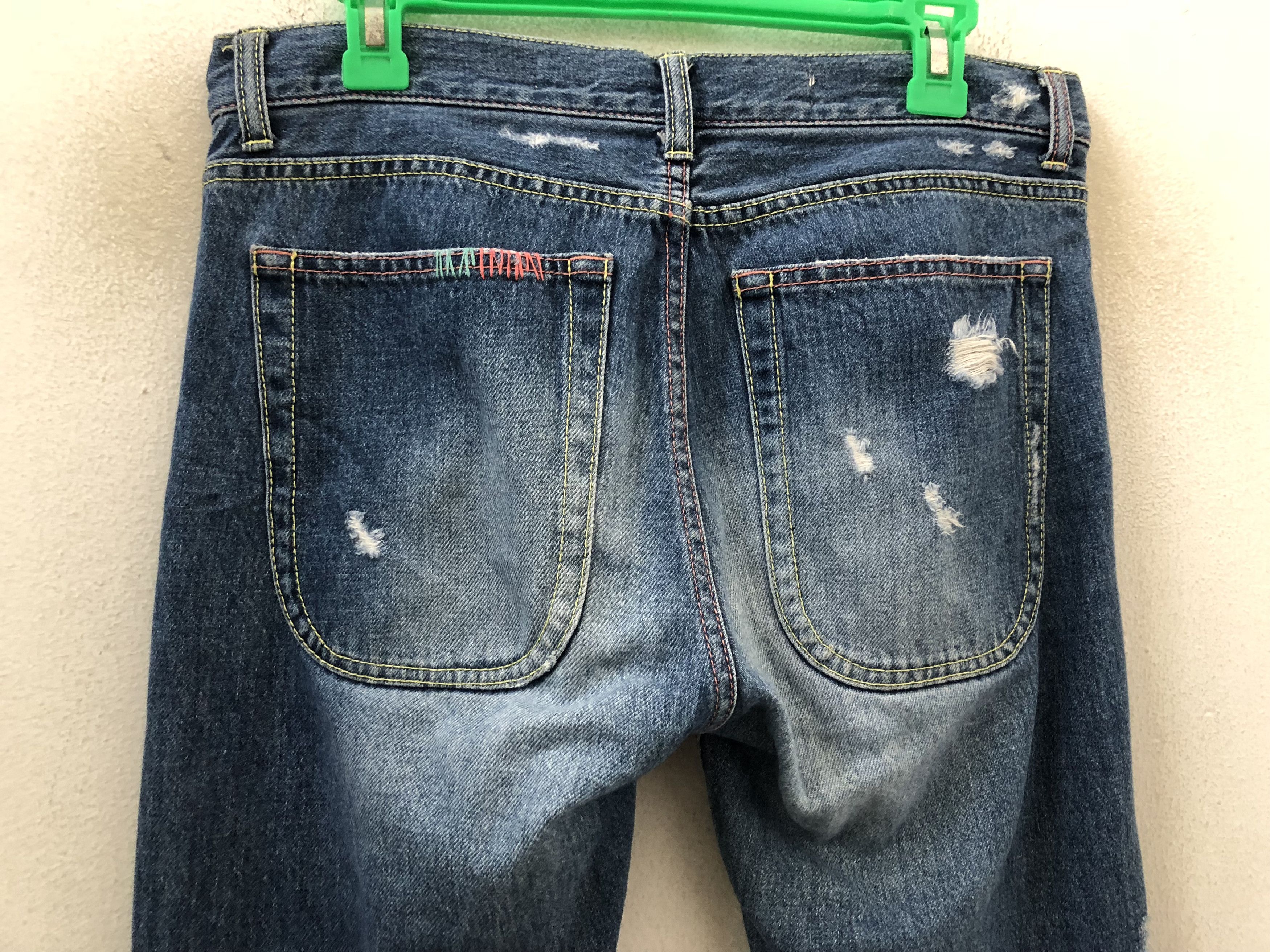 Issey Miyake × Tsumori Chisato Tsumori Chisato Rips Sashiko Stitch Distressed Denim Slim Size US 31 - 9 Thumbnail